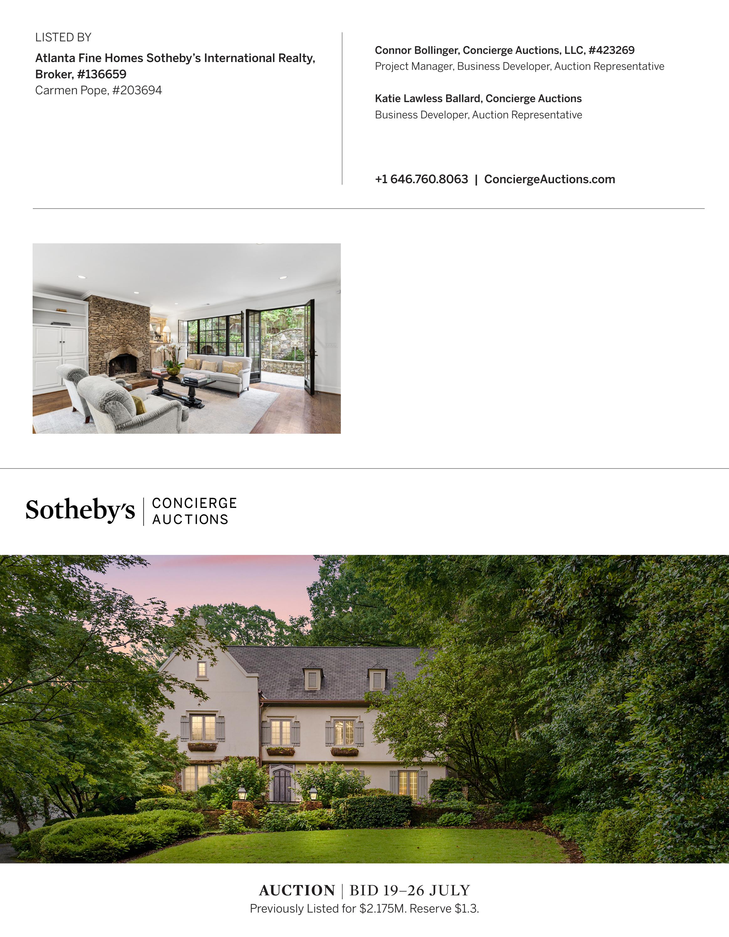 PM Spec Card 553 Peachtree Battle Ave by Sotheby's Concierge Auctions