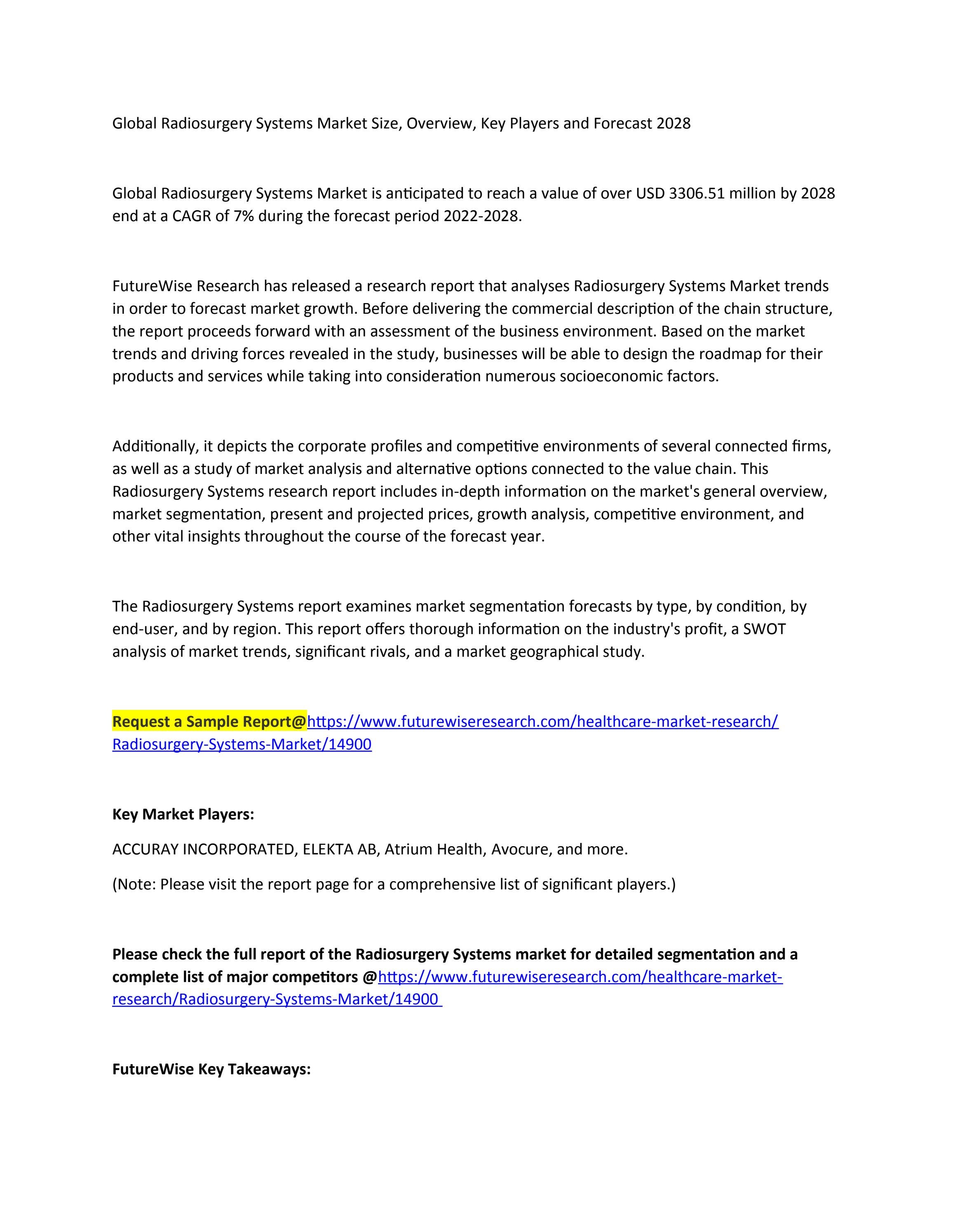 Global Radiosurgery Systems Market Size, Overview, Key Players and Forecast 2028 by Gauri Issuu