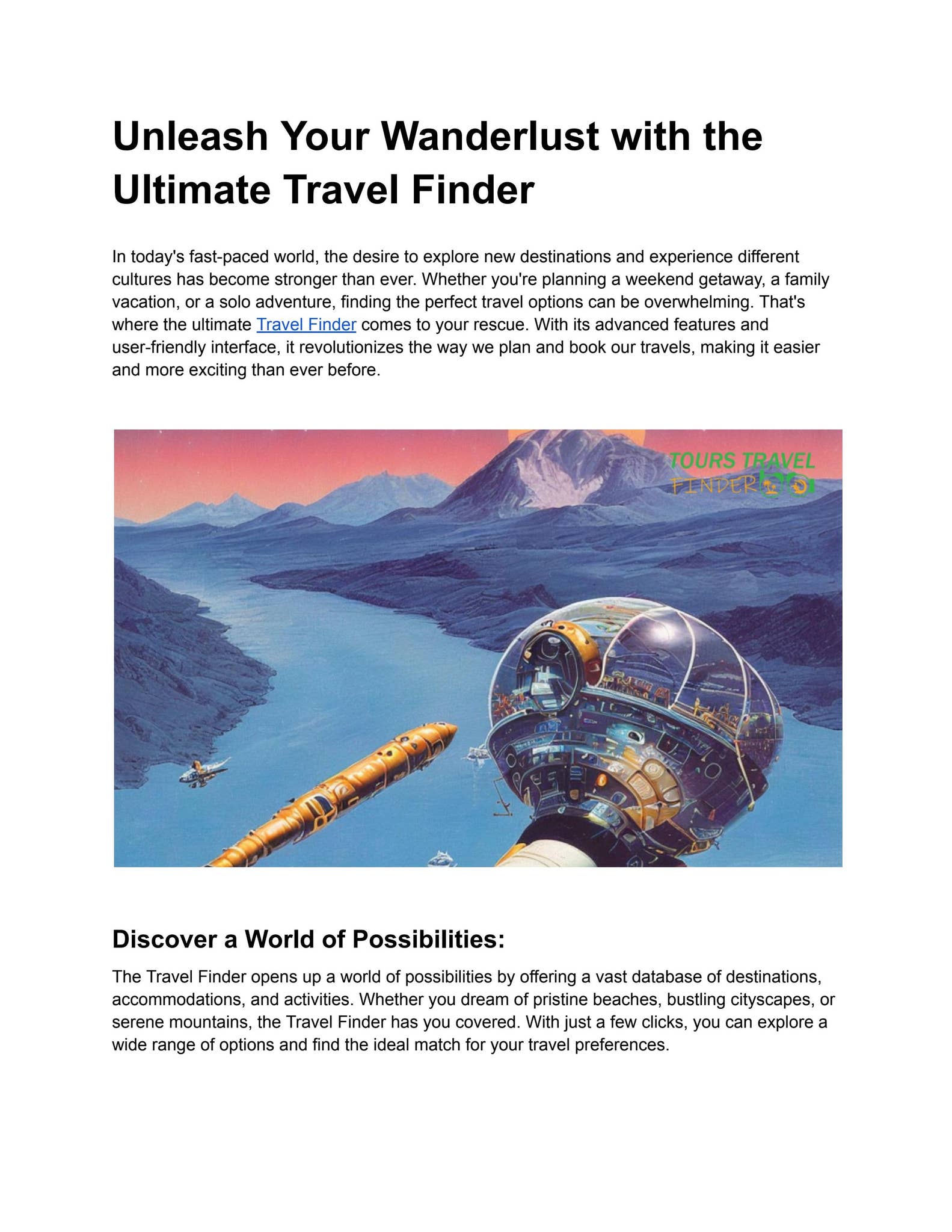Unleash Your Wanderlust with the Ultimate Travel Finder by Tours Travel ...