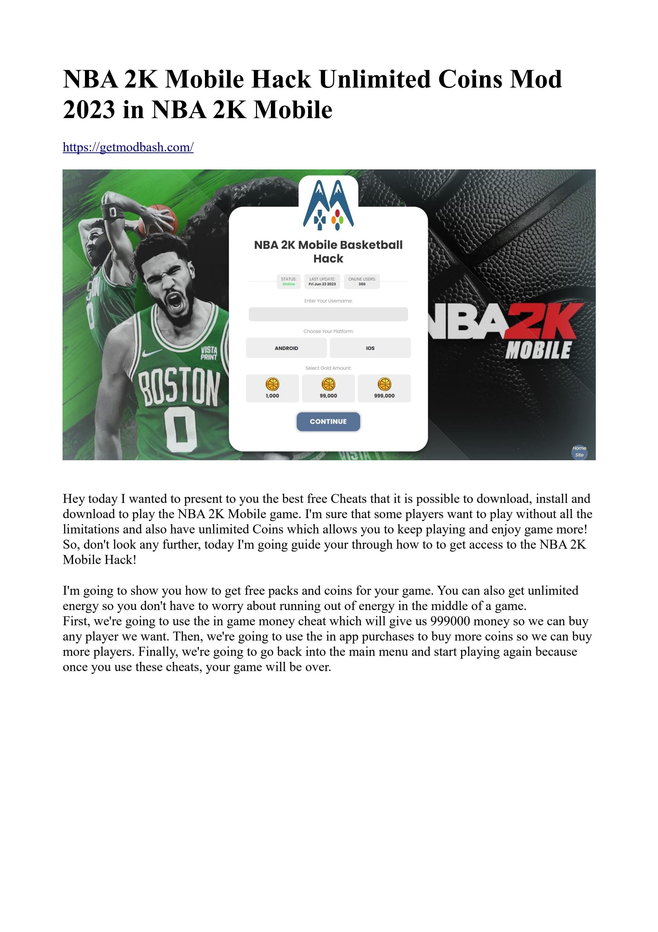 NBA 2K Mobile Basketball Hack Mod Gold iOS Android by nba.2k.mobile