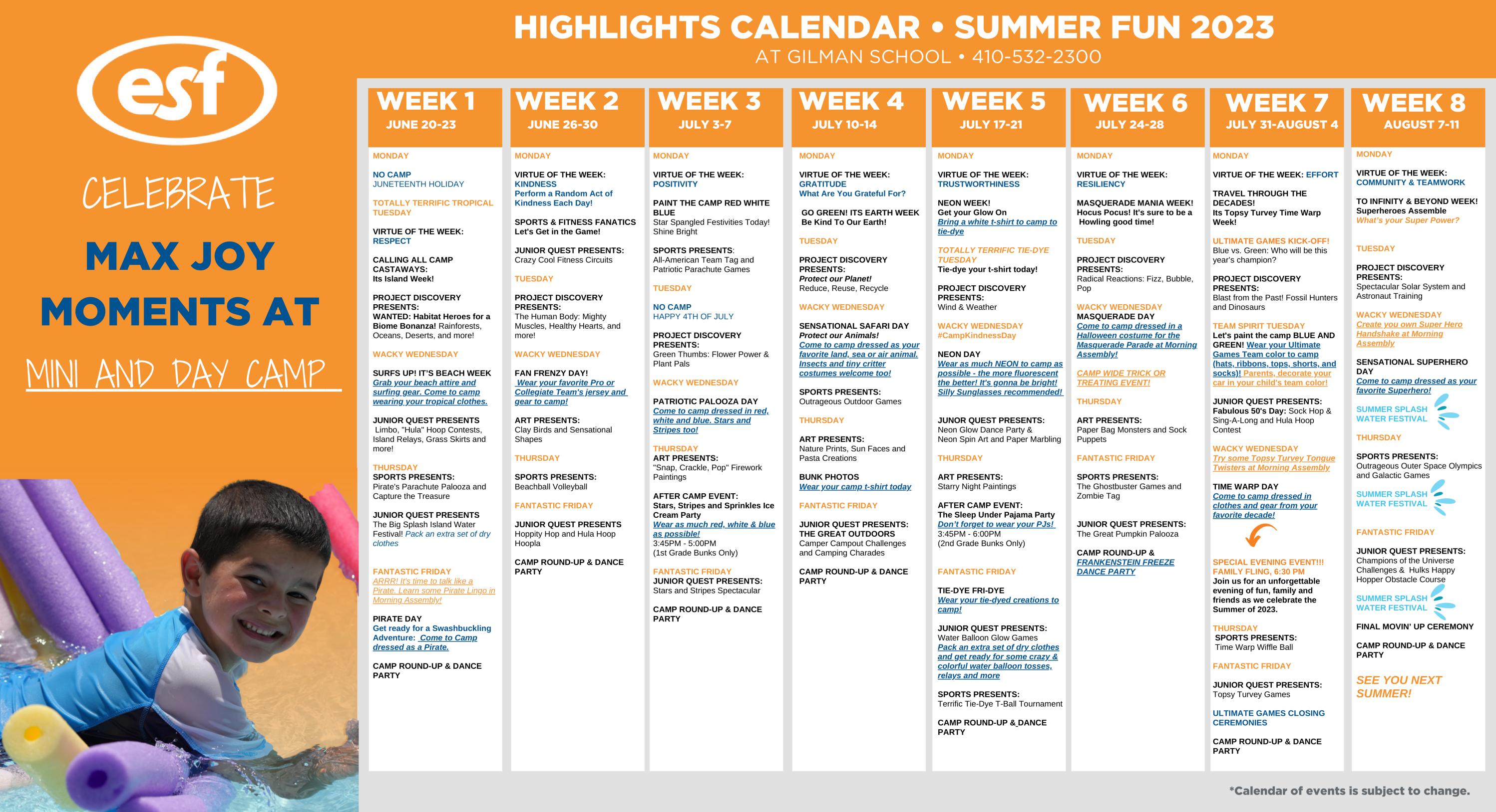 ESF Camps Gilman School Mini and Day Camp Calendar by ESF Issuu