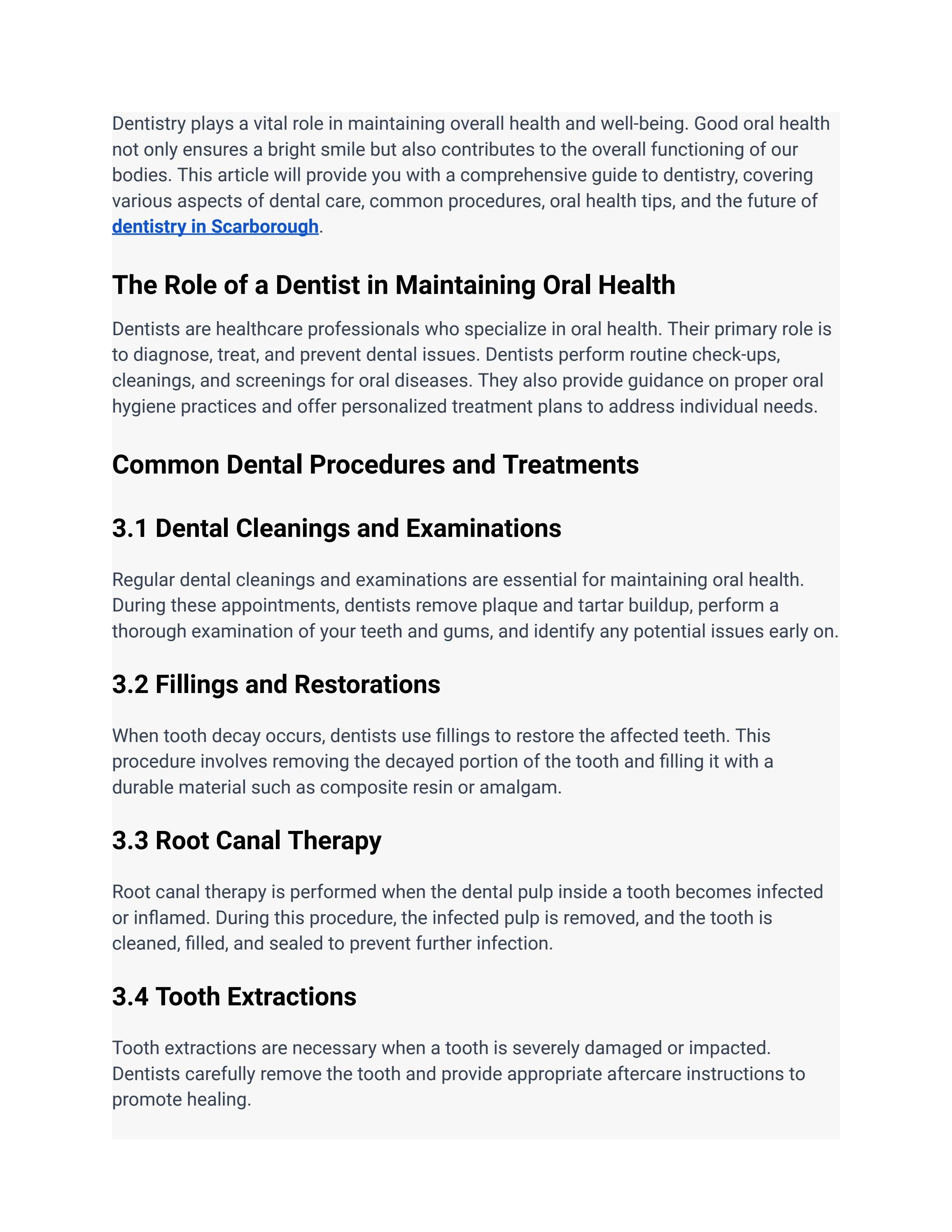 Dentistry A Comprehensive Guide to Dental Health by Markham Gateway
