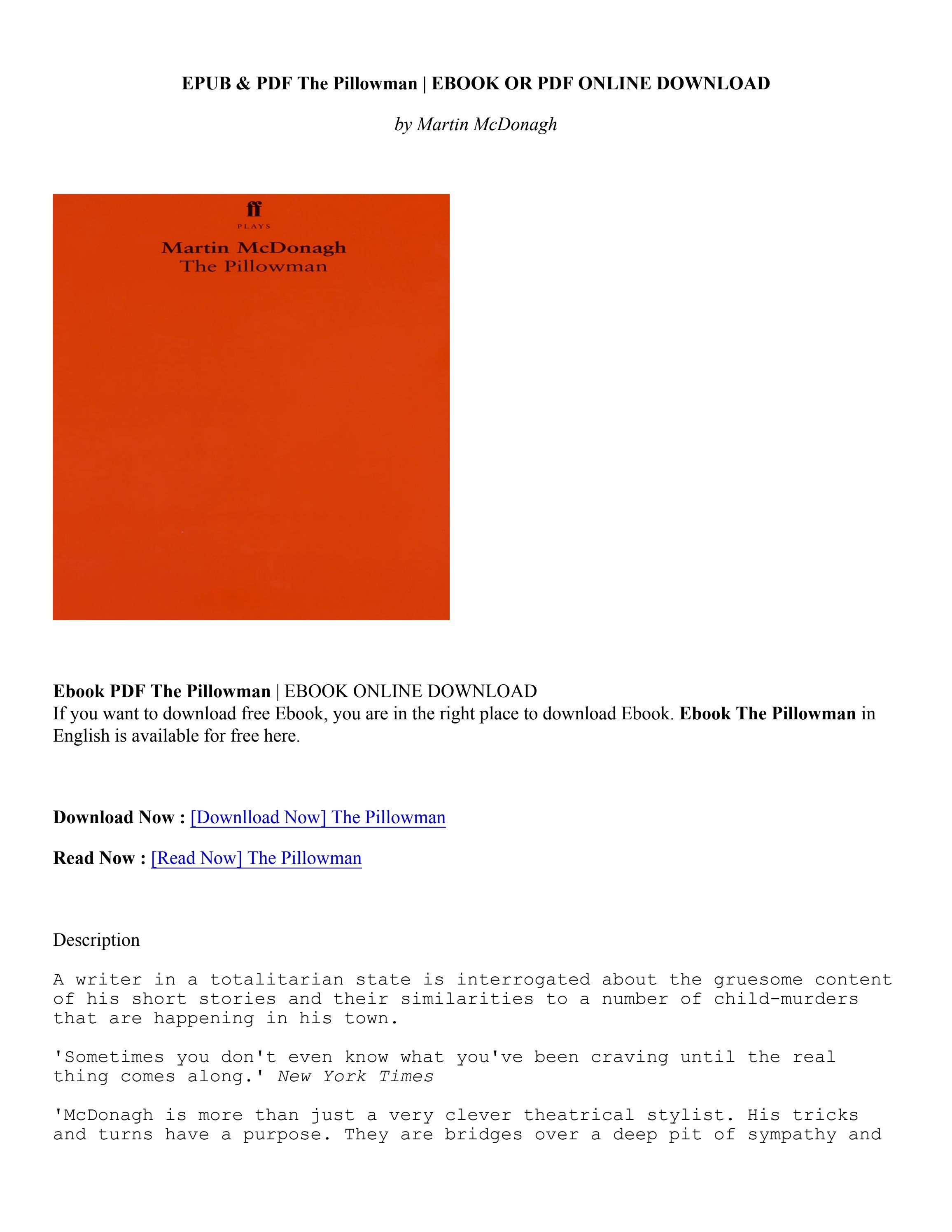 [PDF/ePub] The Pillowman Martin McDonagh by Amiteepelchat Issuu
