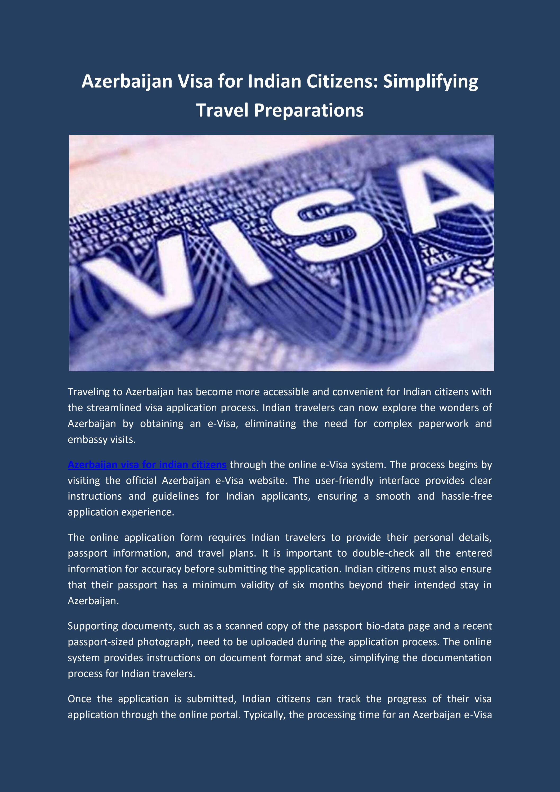 azerbaijan visa for indian citizens by asan visa Issuu