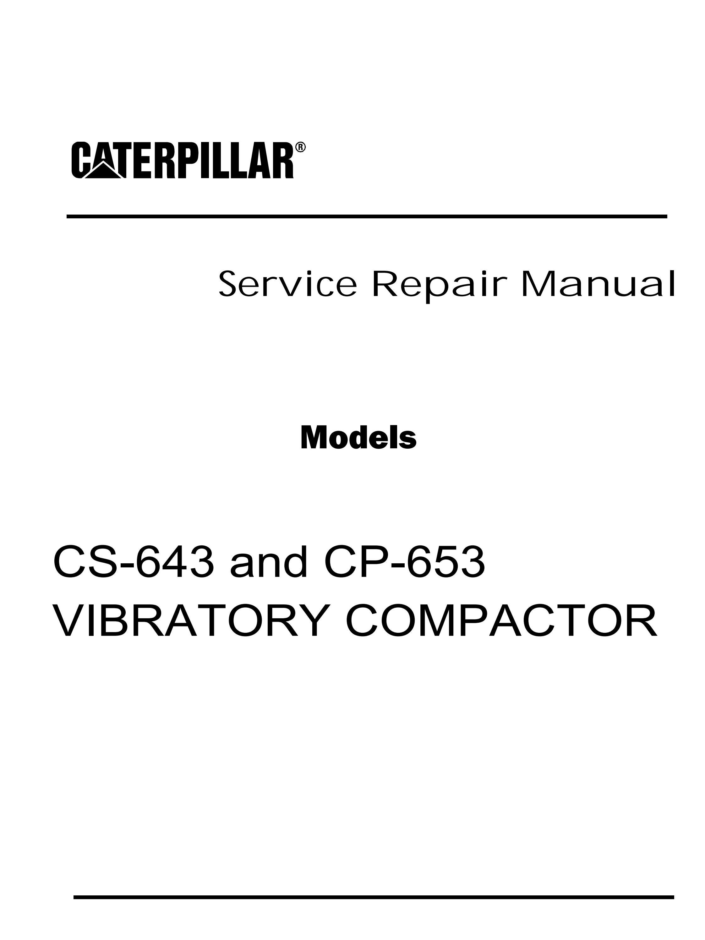 Caterpillar Cat CP-653 VIBRATORY COMPACTOR (Prefix 7JD) Service Repair ...