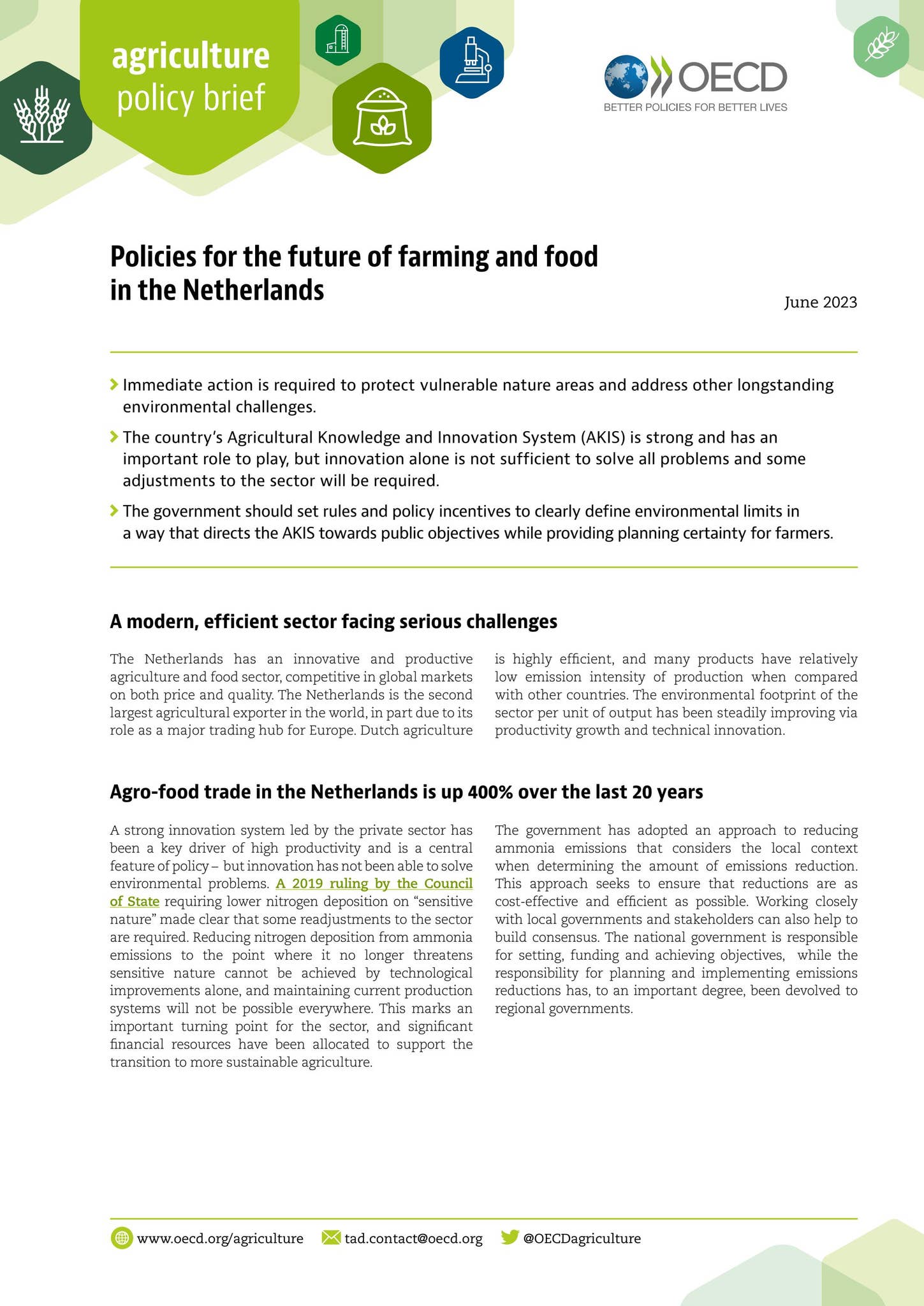 Policies for the future of farming and food in the Netherlands by OECD ...