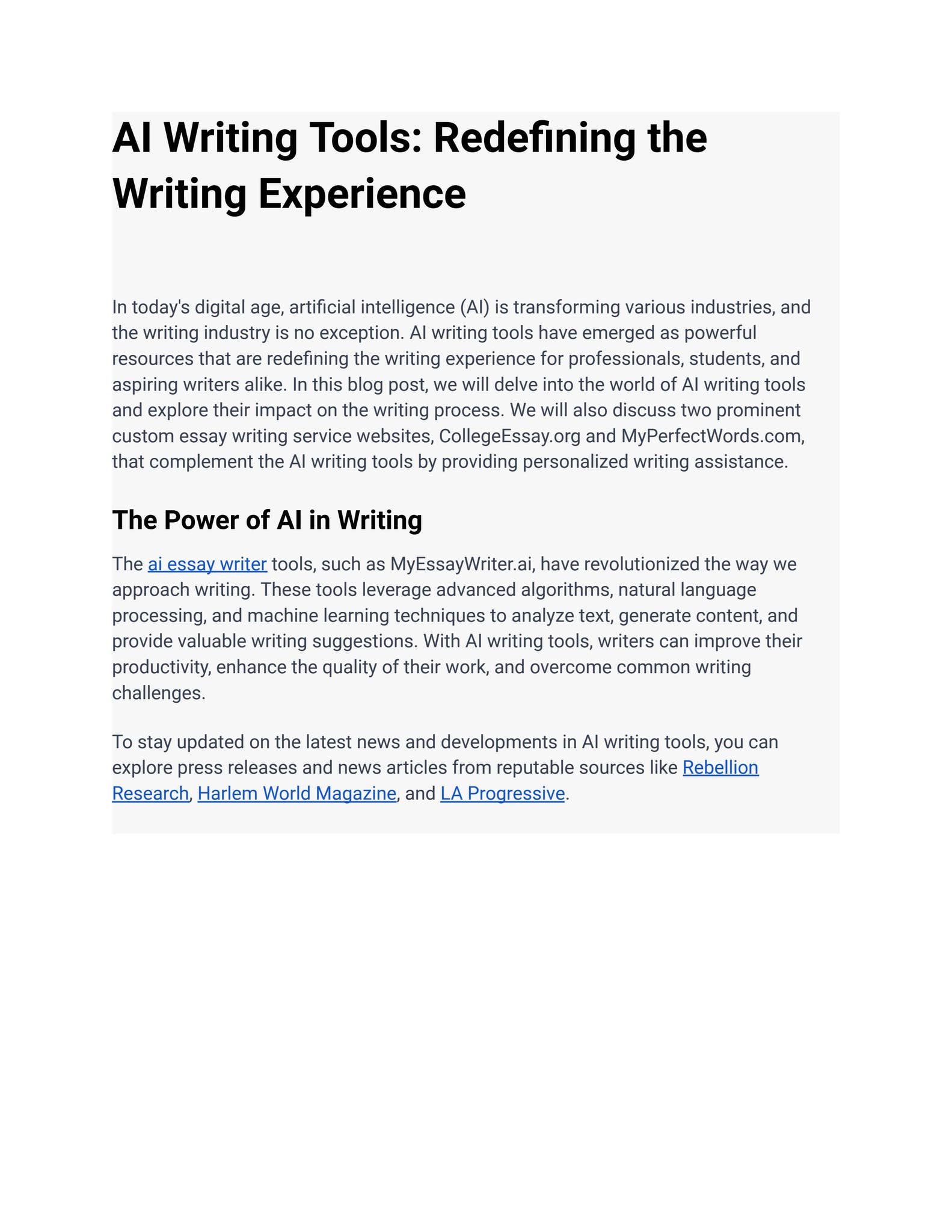 AI Writing Tools: Redefining the Writing Experience by williamsandak ...