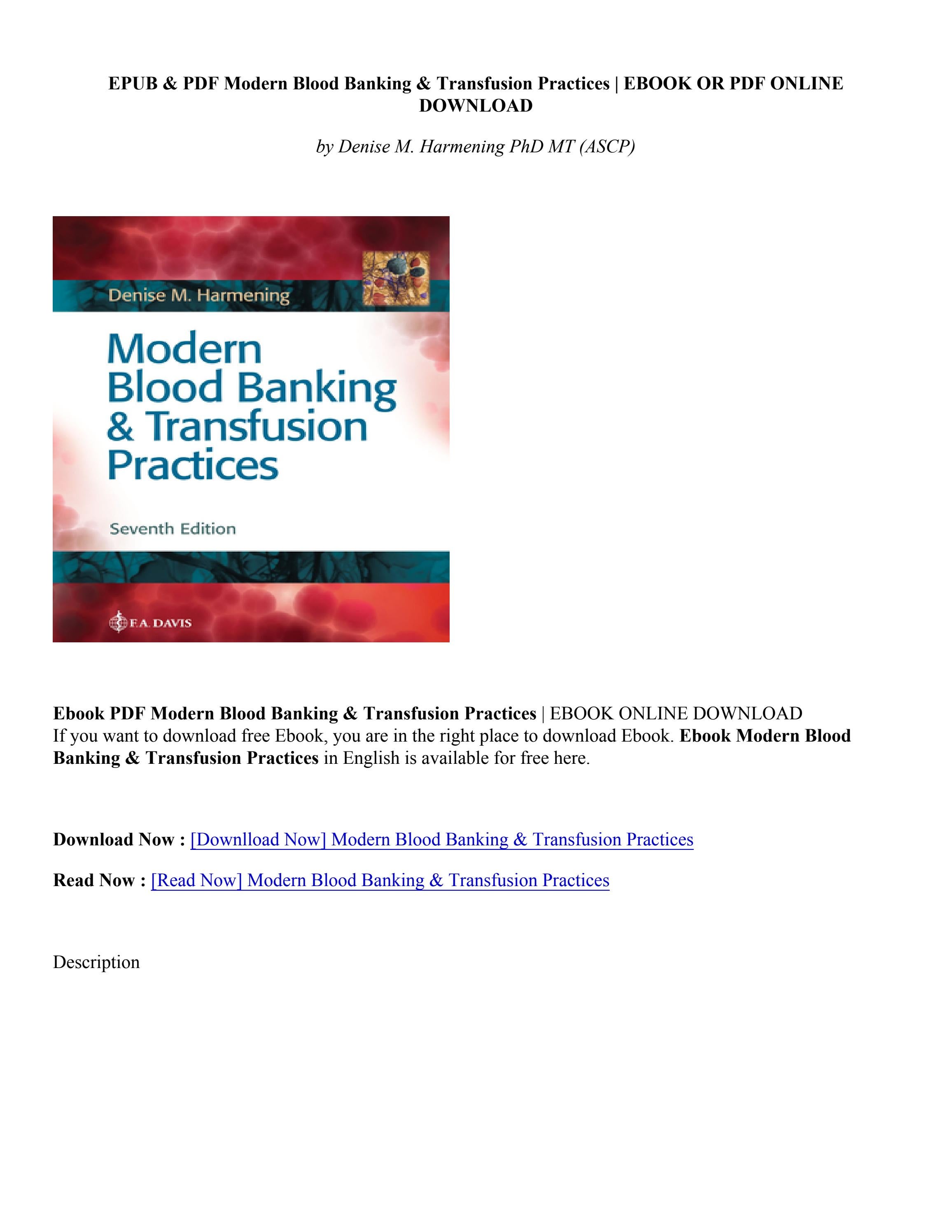 [PDF] Modern Blood Banking & Transfusion Practices Denise M