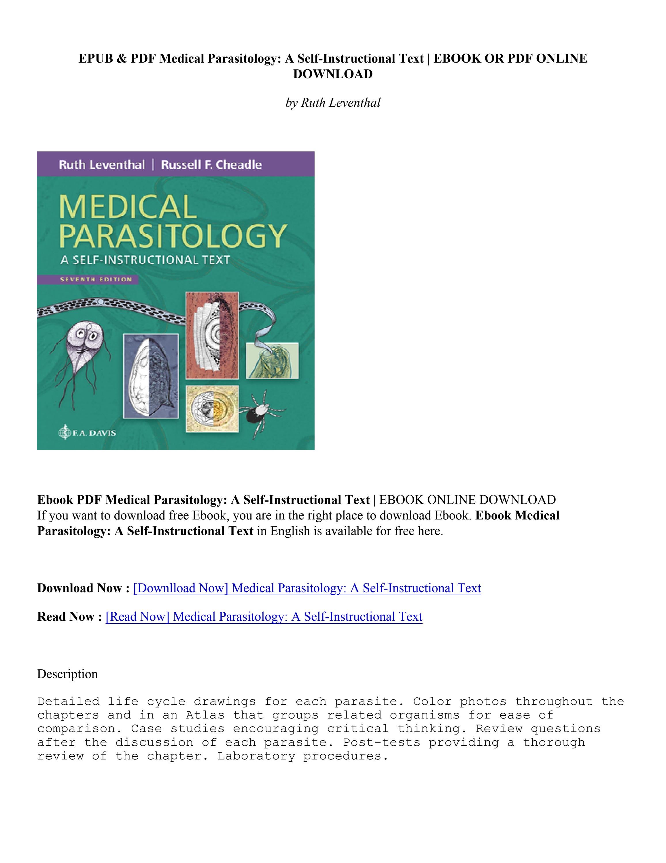 [Download Book] Medical Parasitology A SelfInstructional Text Ruth