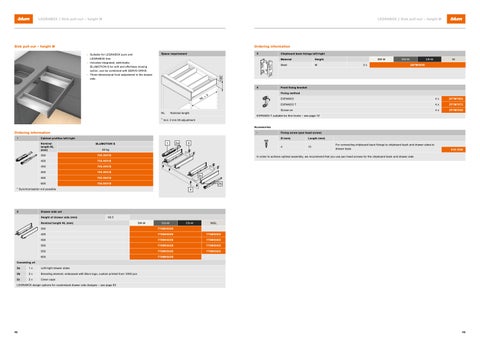 Blum LEGRABOX - Ordering and planning information 第 22 页