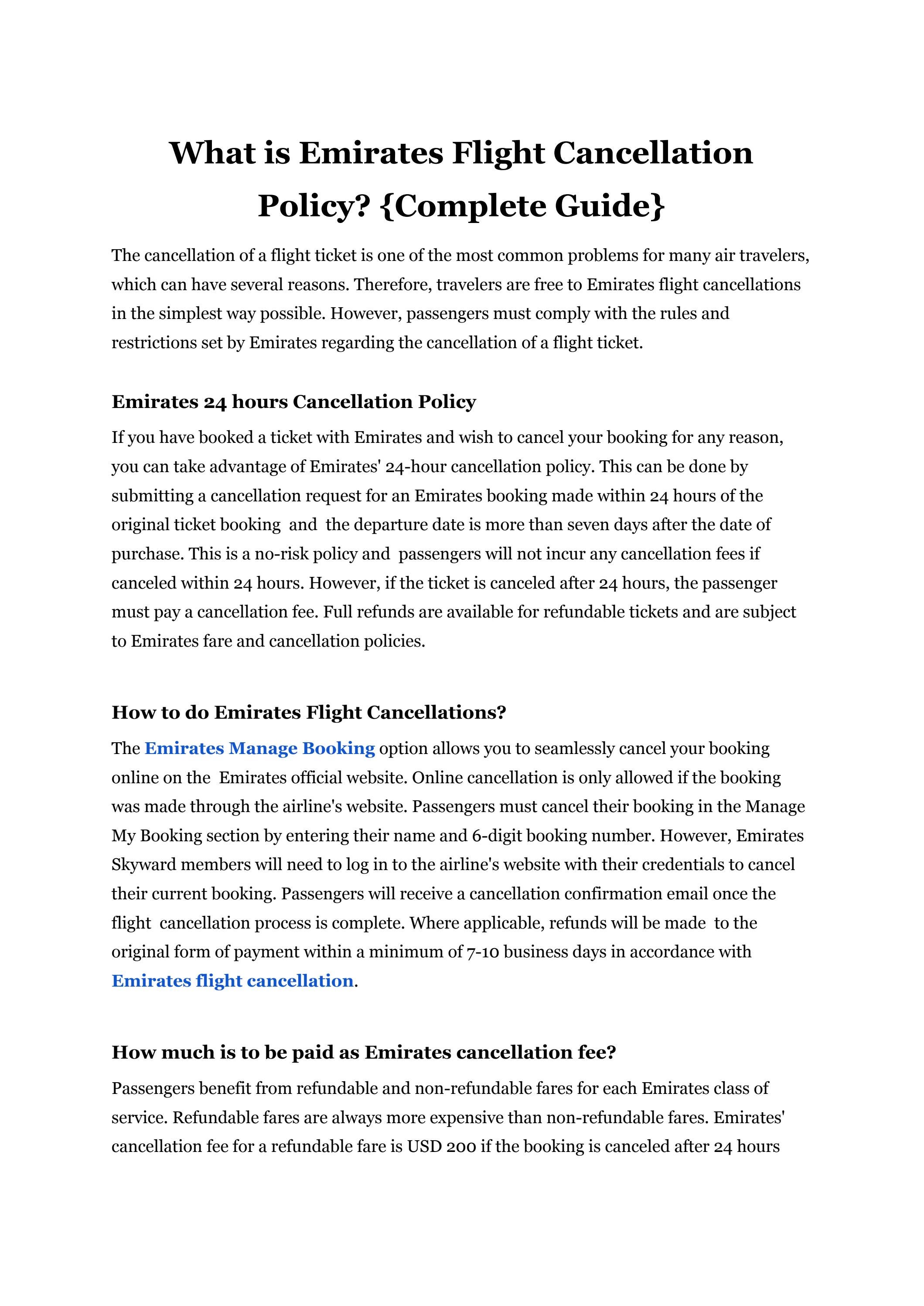 What Is Emirates Flight Cancellation Policy Complete Guide By