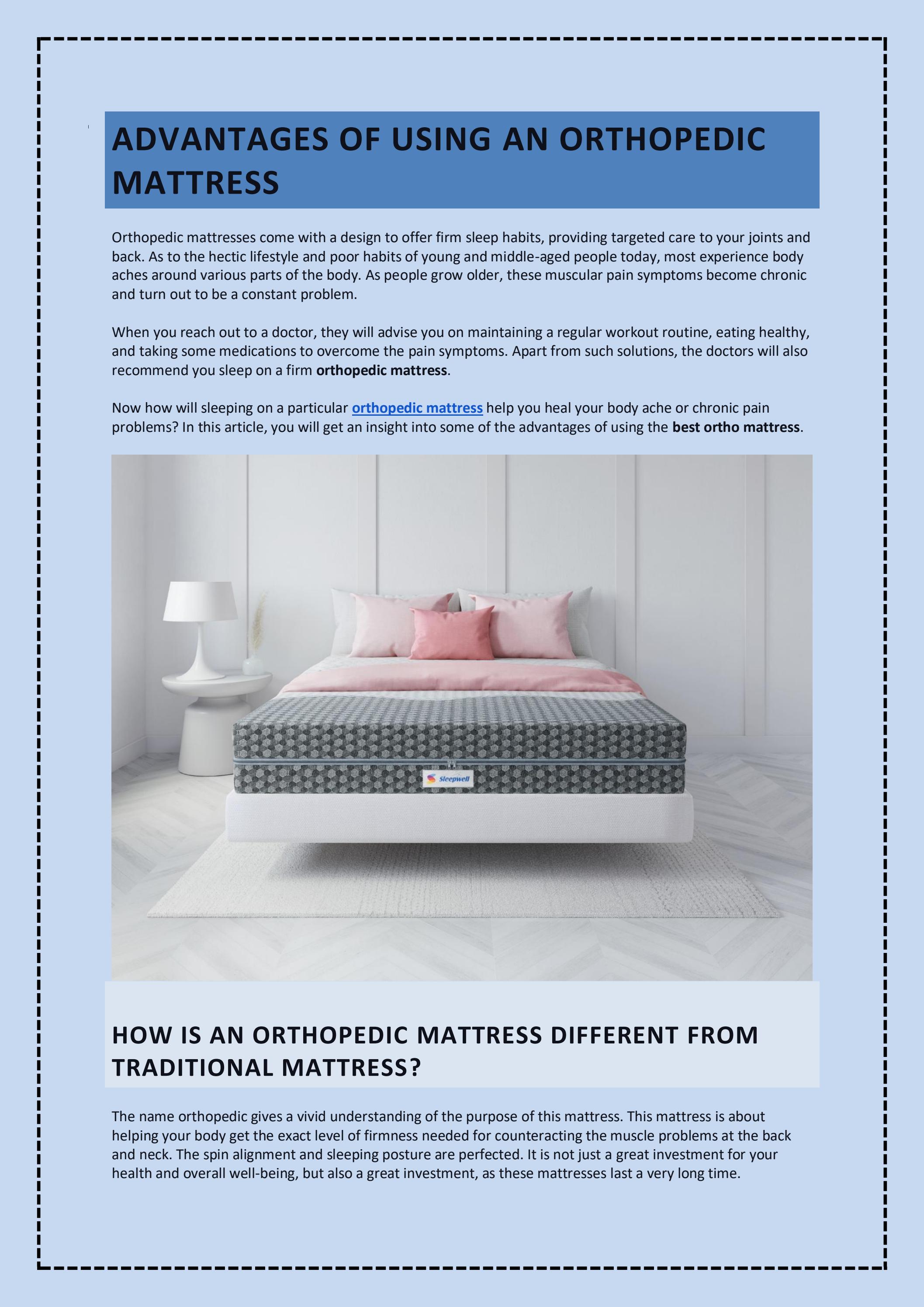 Advantages of Using an Orthopedic Mattress by Sleepwell Store Issuu
