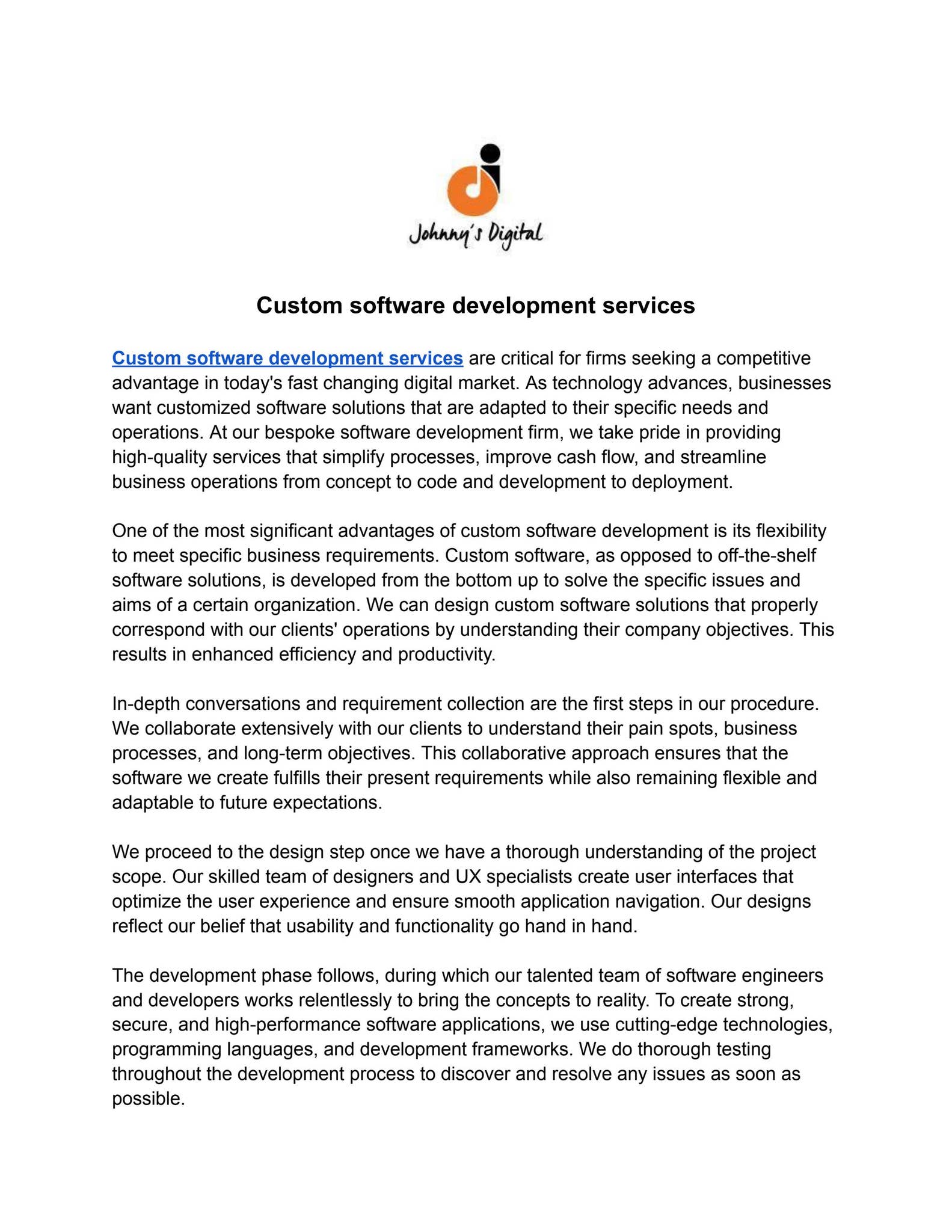 Custom Software Development Services by johnnydigital - Issuu