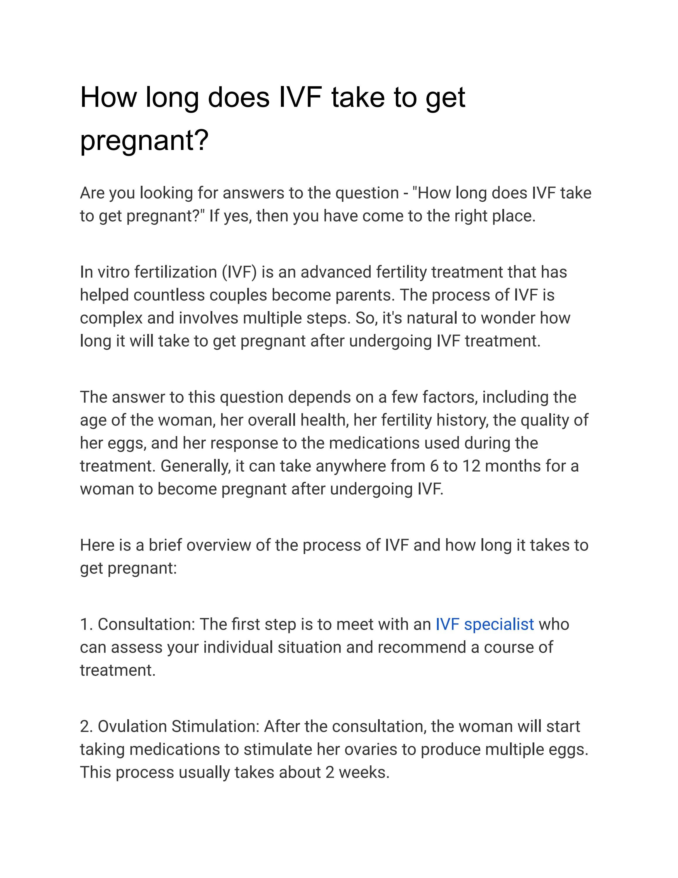 How long does IVF take to get pregnant? by Maa Women's Hospital and IVF