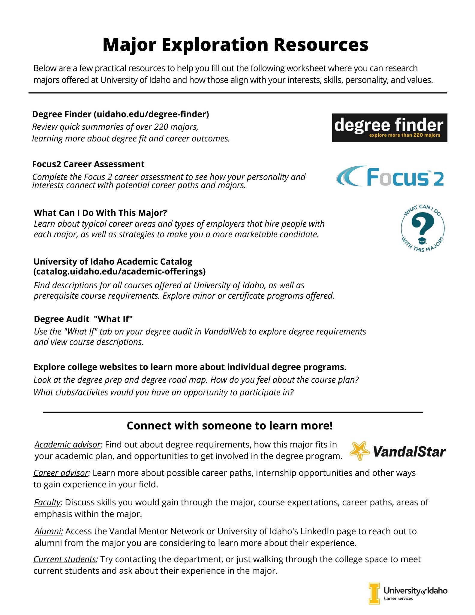 Exploring Major Activity Major Exploration Worksheet by The University of Idaho - Issuu