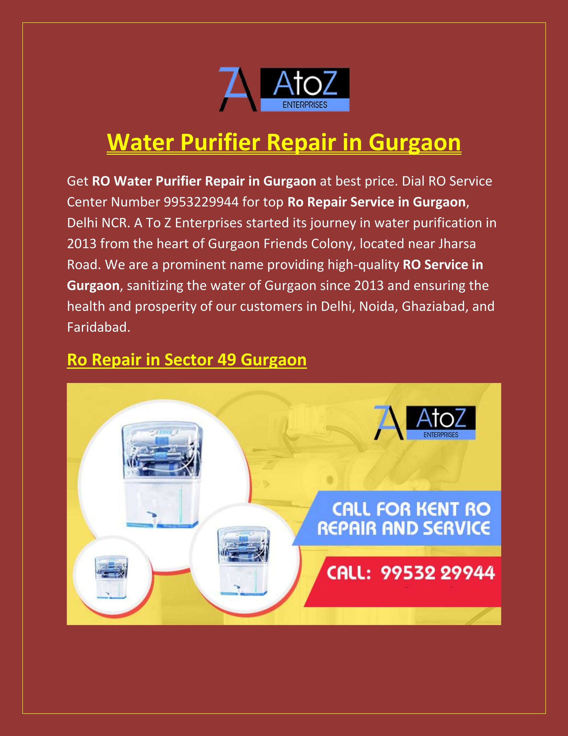 Water Purifier Repair in Gurgaon by AtoZ Enterprises Issuu