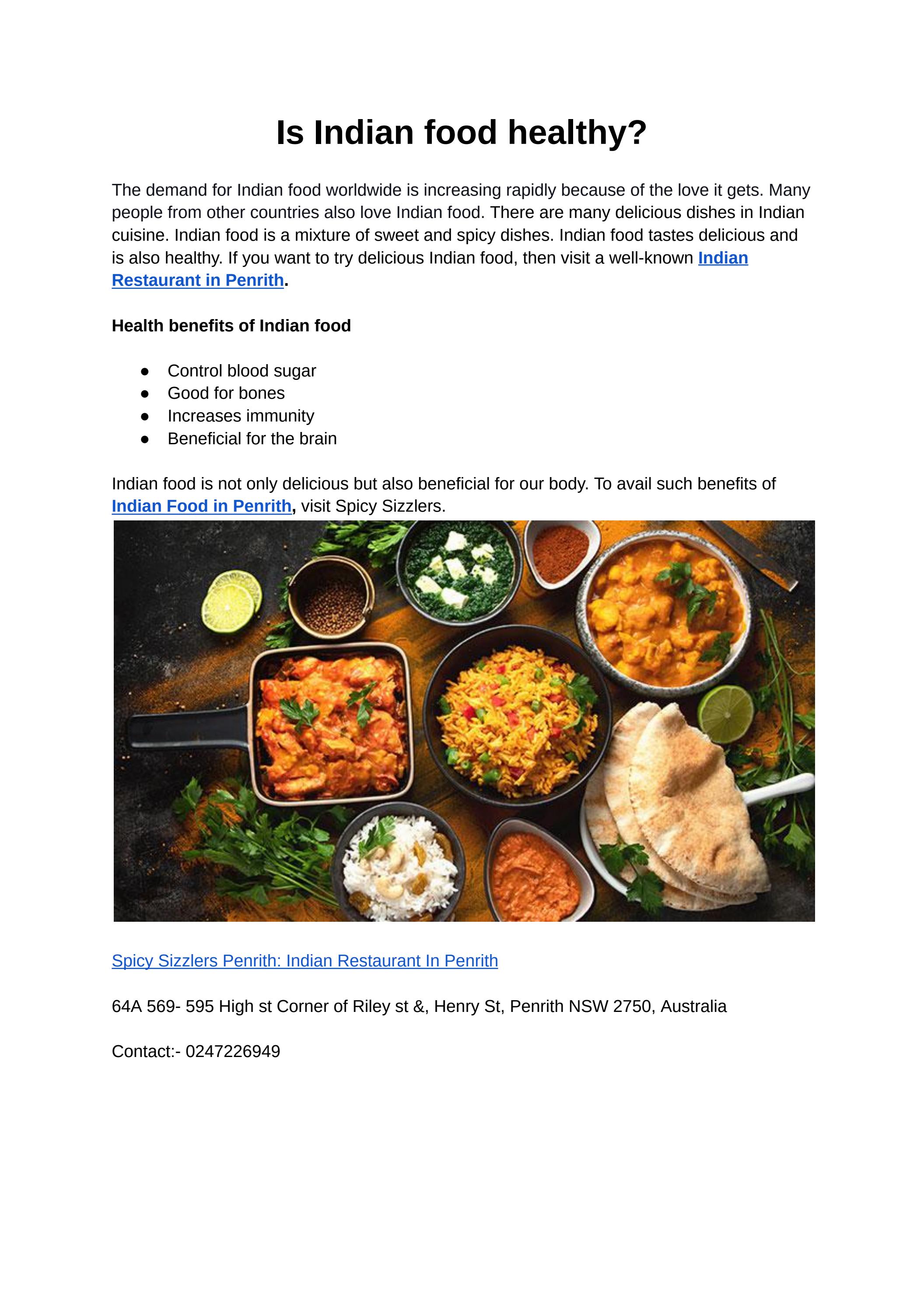 Is Indian food healthy? by Spicy Sizzlers Indian Cuisine Issuu