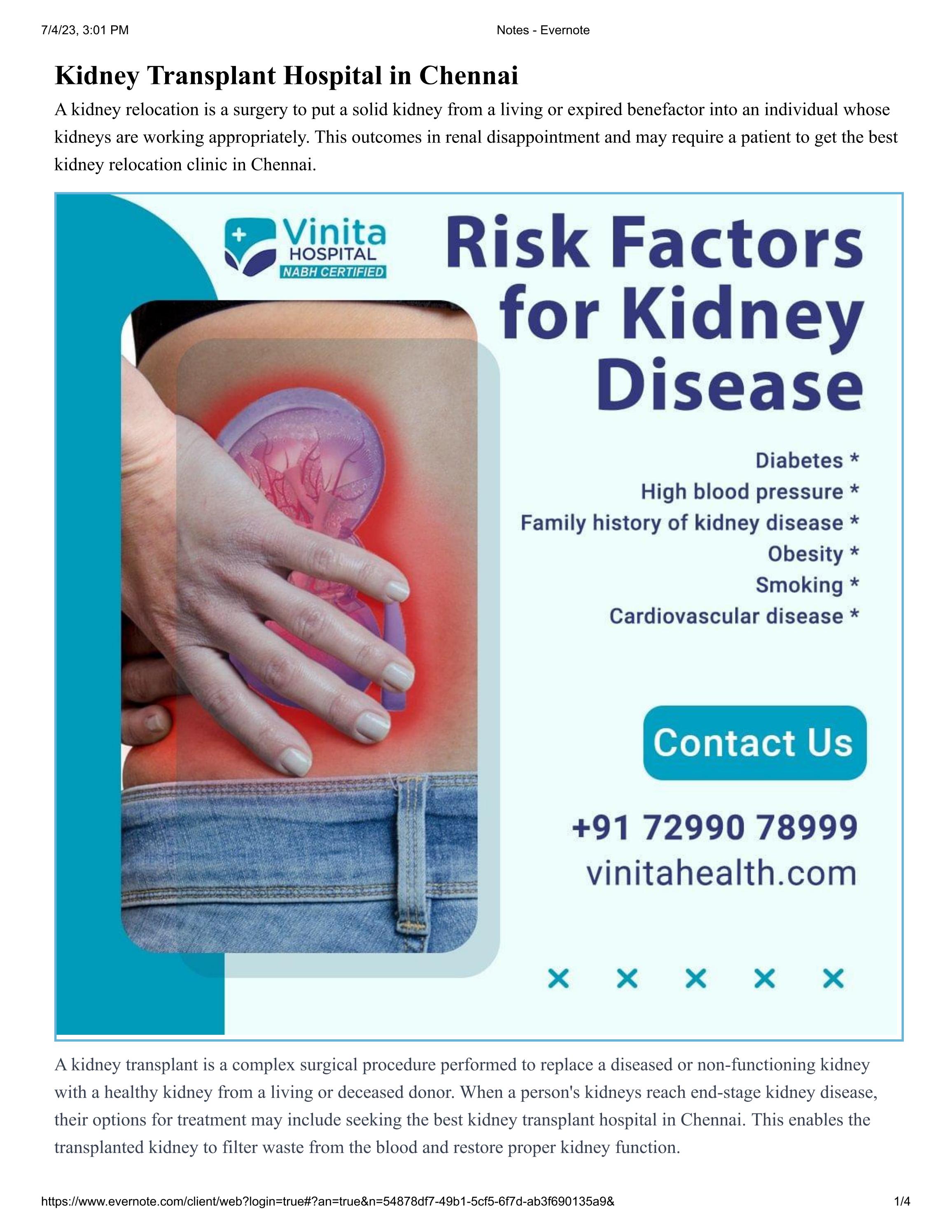Kidney transplant hospital in Chennai by Vinita hospital Issuu