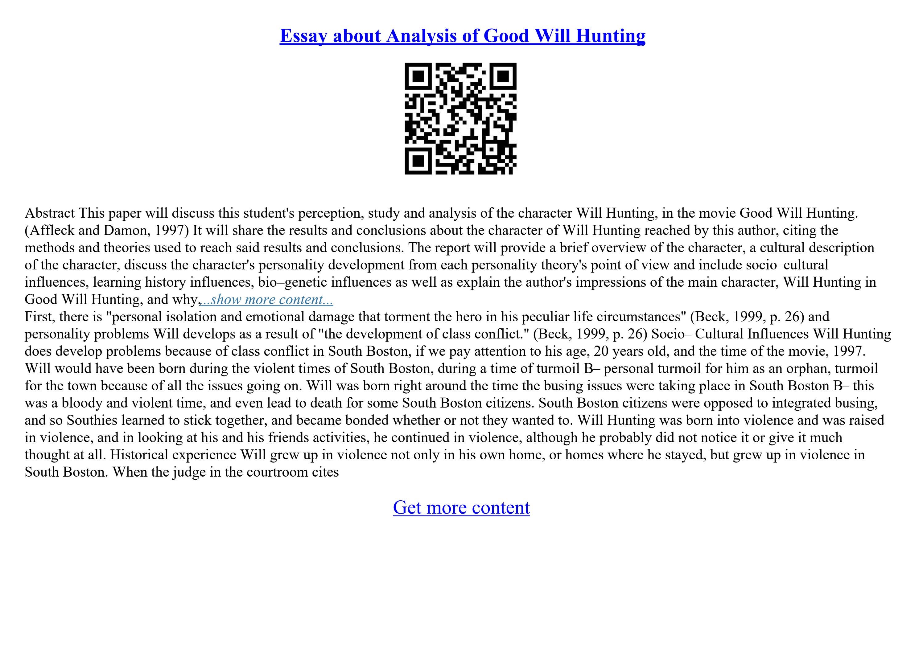 Good Will Hunting Essay by sites To Type Papers Newark Issuu