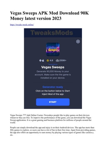Vegas Sweeps APK Mod Download 90K Money latest version 2023 by 