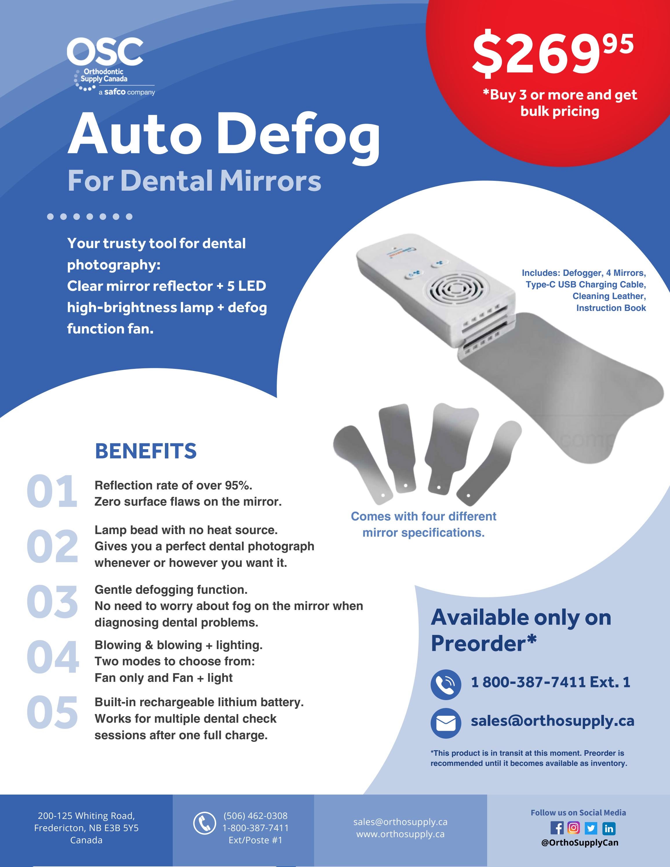 Introducing Auto Defog for Dental Mirrors by Orthodontic Supply of