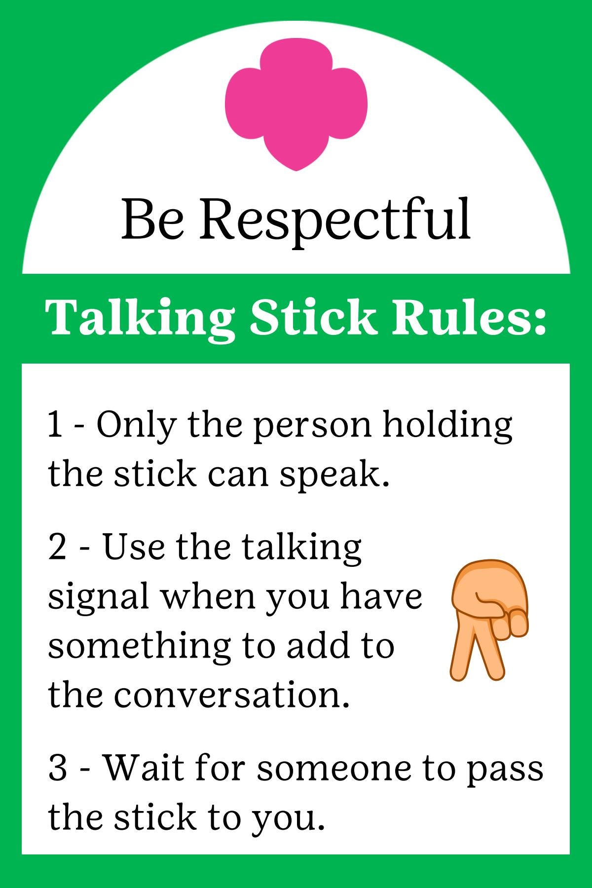 TR101 Talking Stick Rules (2 x 3 in Sticker) by Girl Scouts of