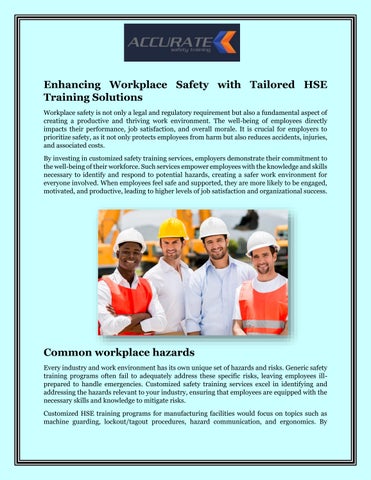 Enhancing Workplace Safety with Tailored HSE TrainingSolutions - Issuu