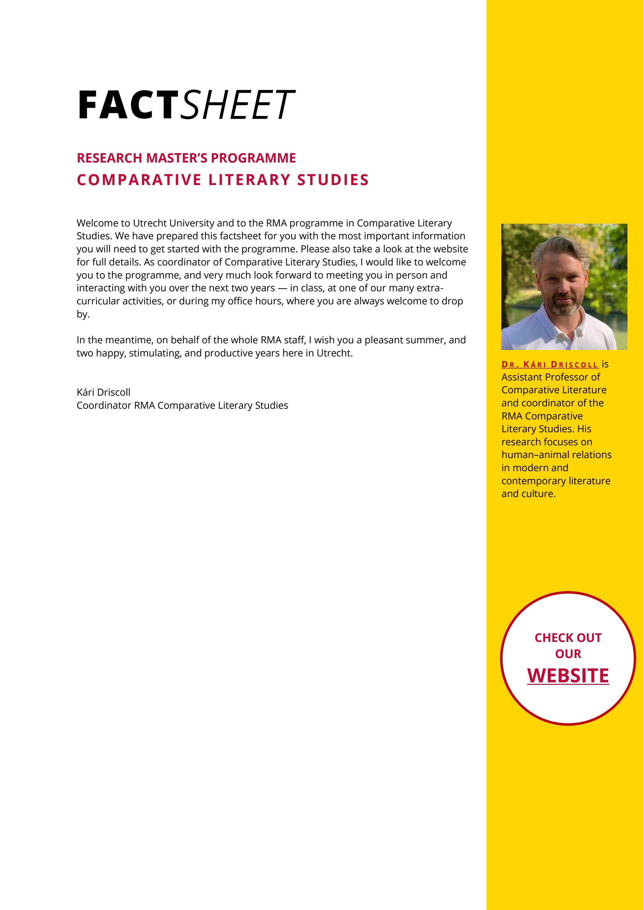 Factsheet Comparative Literary Studies by HumanitiesUU Issuu