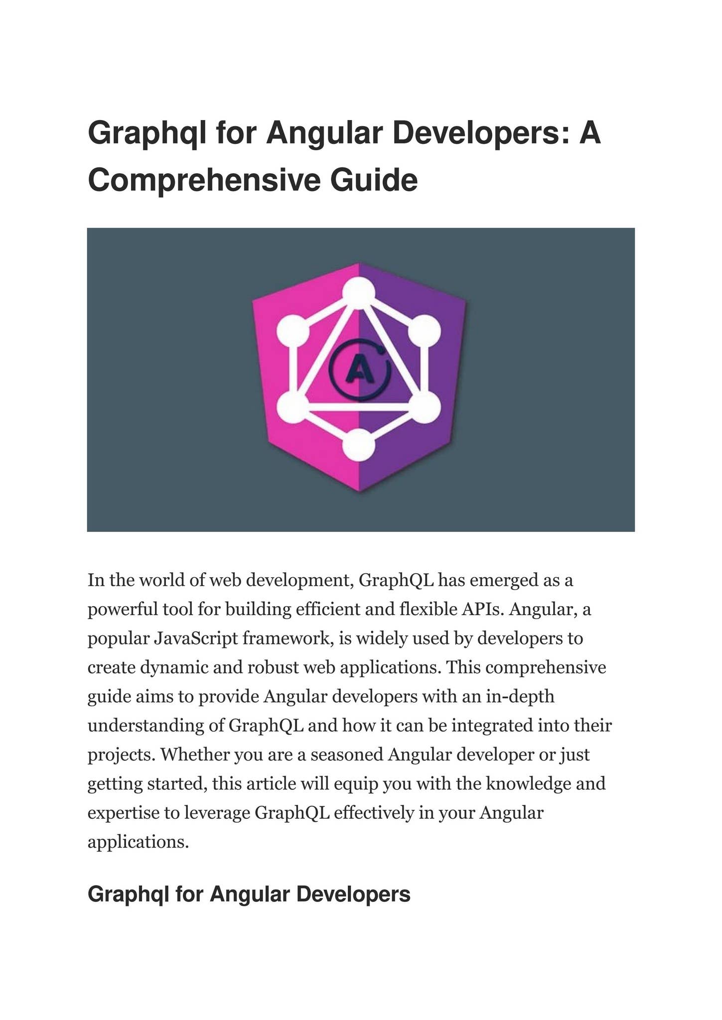 Graphql for Angular Developers A Comprehensive Guide by JXVR - Issuu