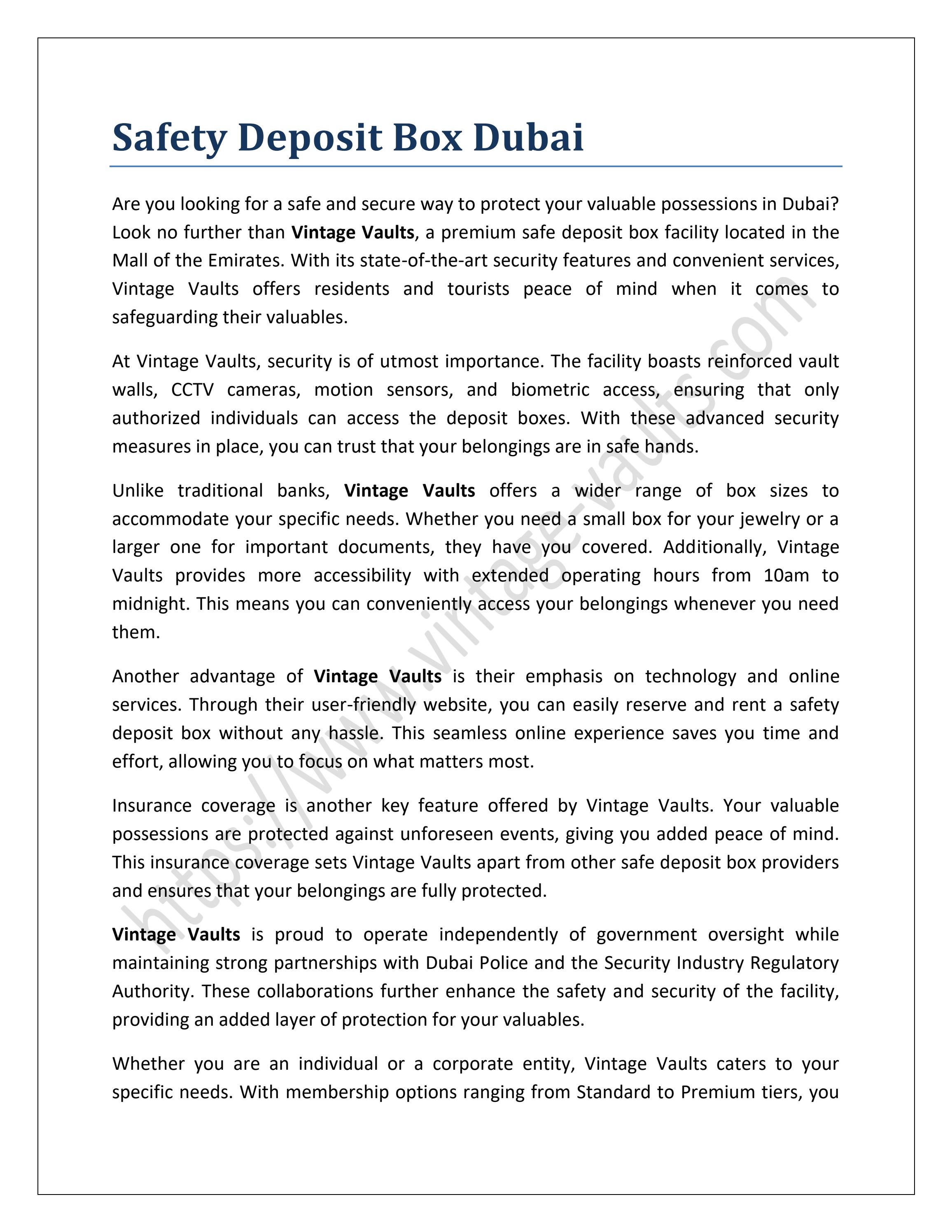 Safety Deposit Box Dubai by VintageVaults Issuu