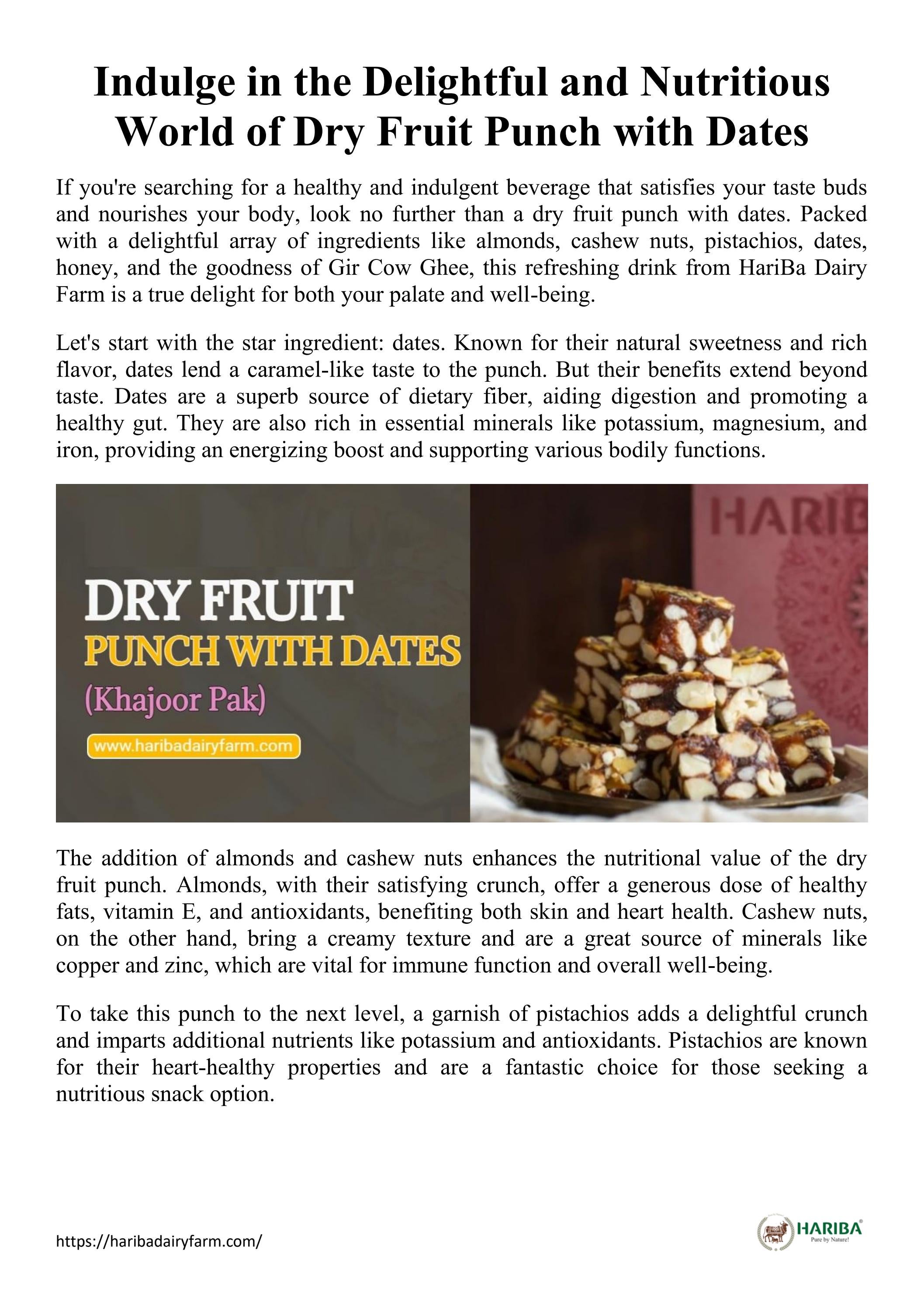 Dry Fruit Punch with Dates Festival Sweets by Hariba DairyFarm Issuu