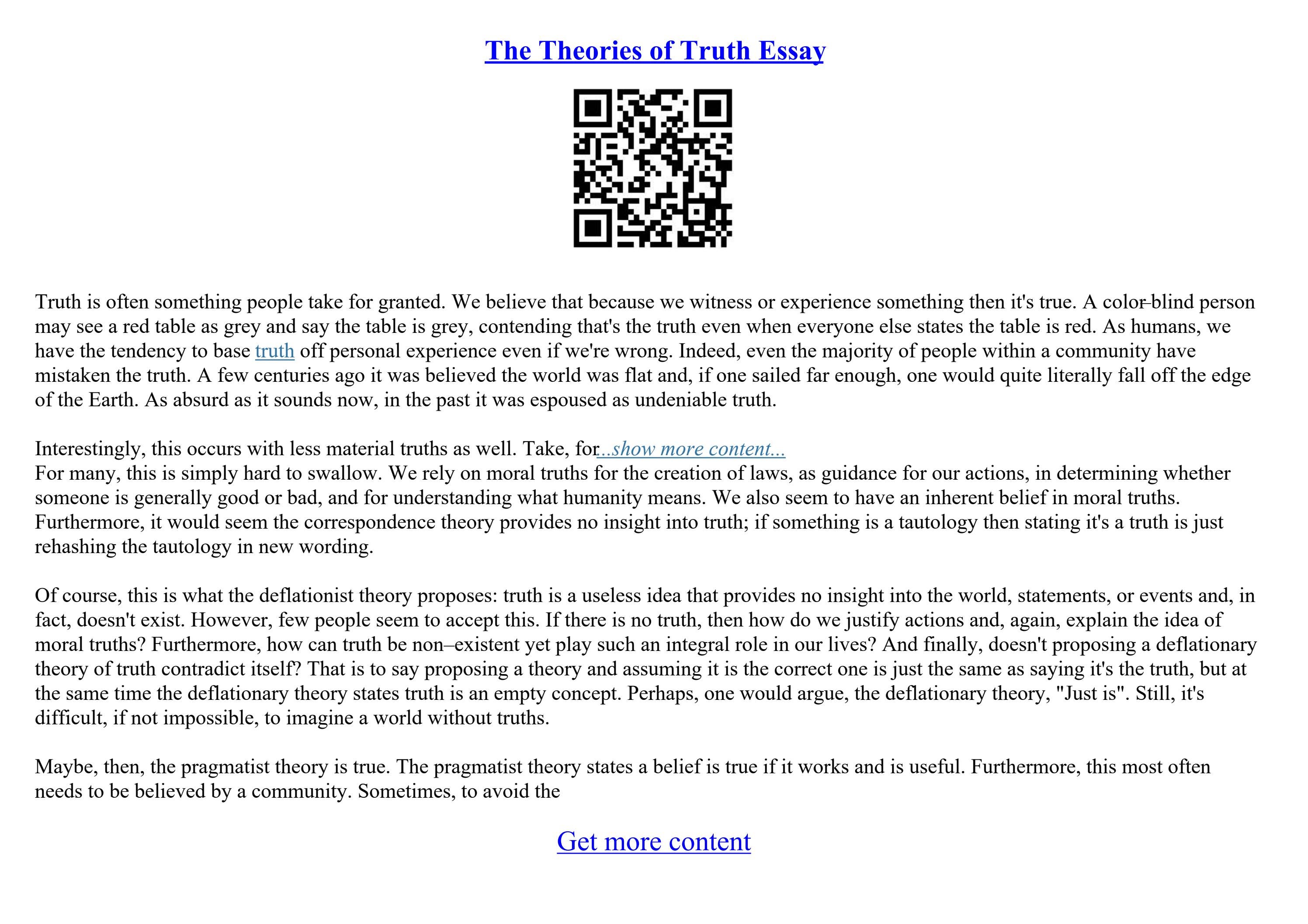 Truth Essays by Where Can I Buy - Page 1 