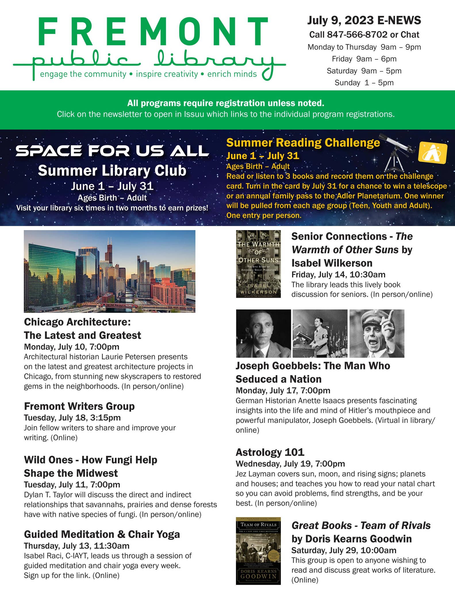 News update: July 9th, Fremont Library.