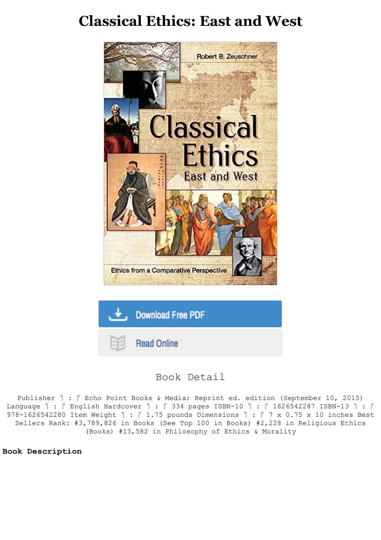 PDF Download Classical Ethics: East and West Full AudioBook by ...