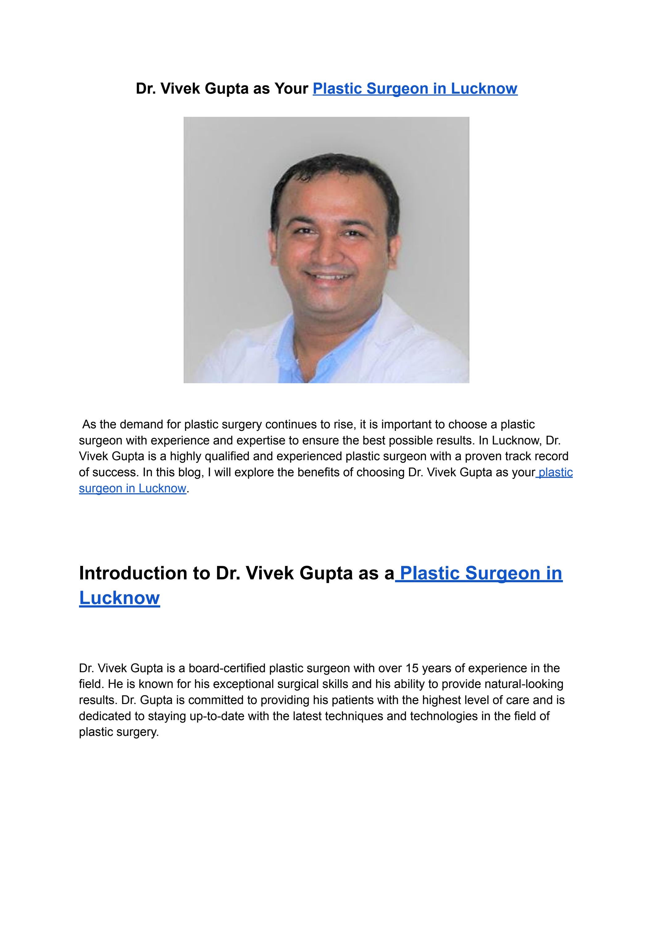 Plastic Surgeon in Lucknow by seikocop Issuu