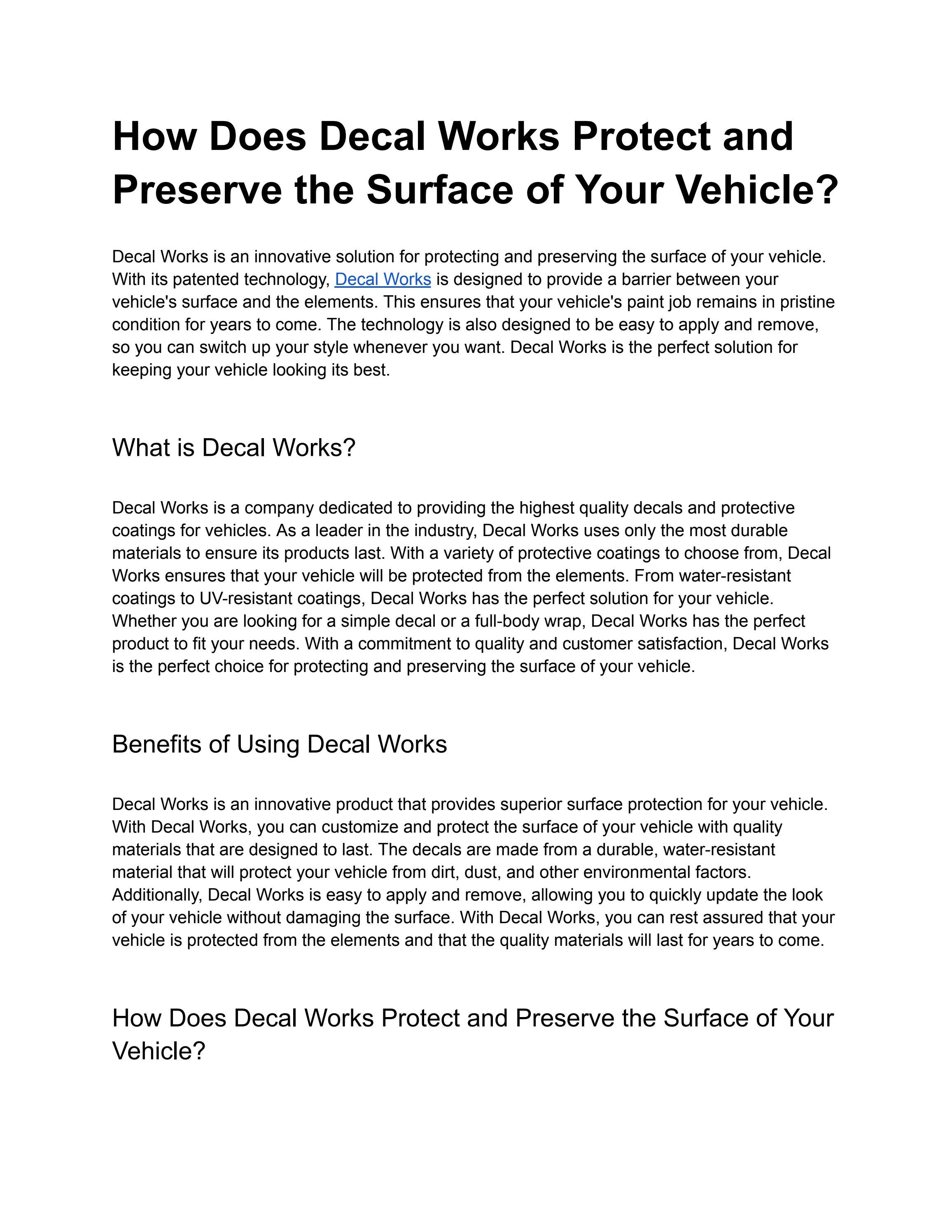 How Does Decal Works Protect and Preserve the Surface of Your Vehicle