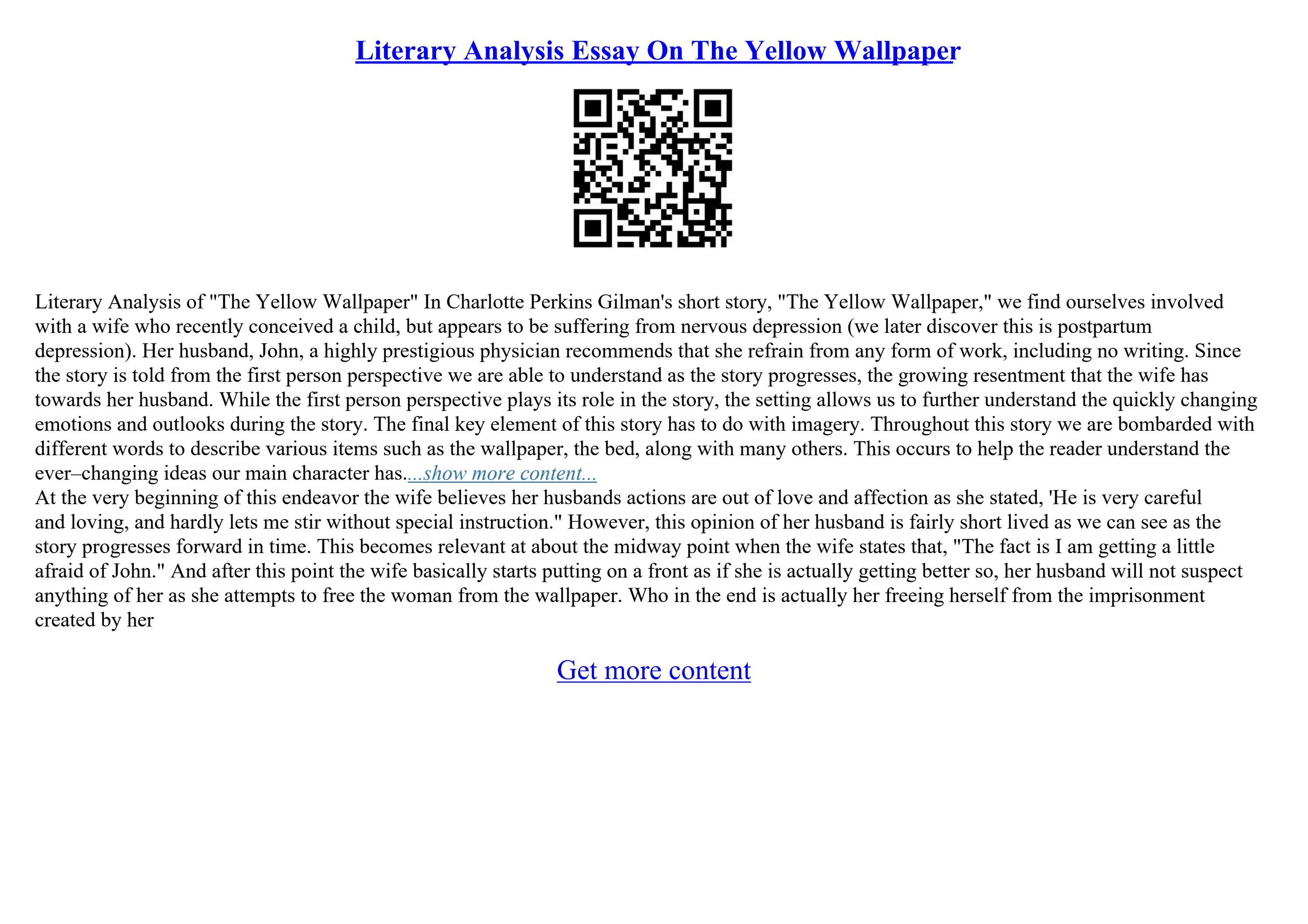 The title of your publicationThe Yellow Wallpaper Critical Essay by