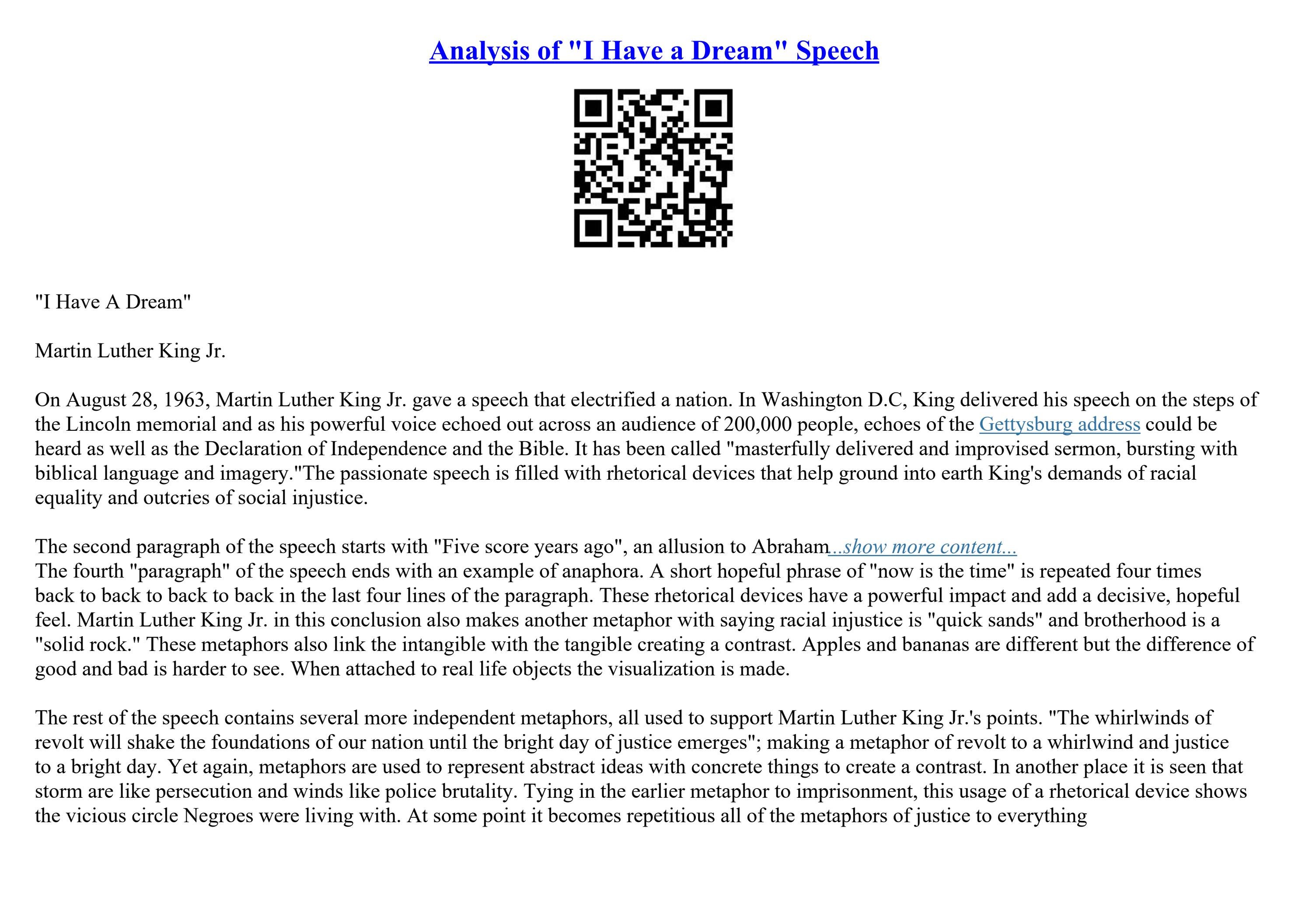 Martin Luther King I Have A Dream Analysis Essay by Help In Writing