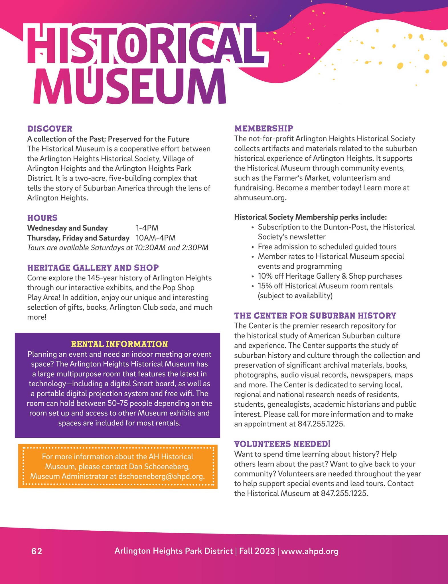 AHPD Fall 2023 Program Guide by Arlington Heights Park District - Issuu
