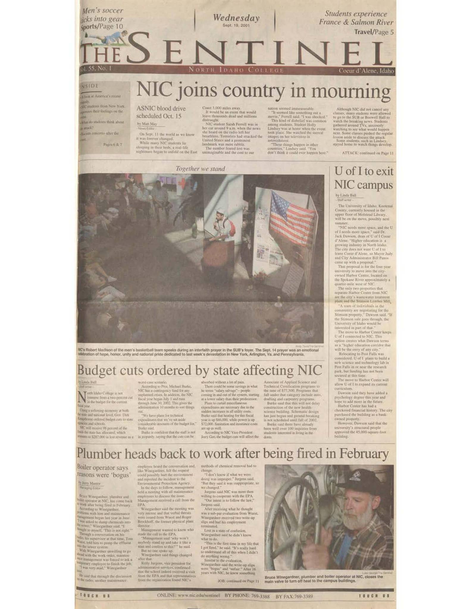 The North Idaho College Sentinel Vol 55 No 1, September 19