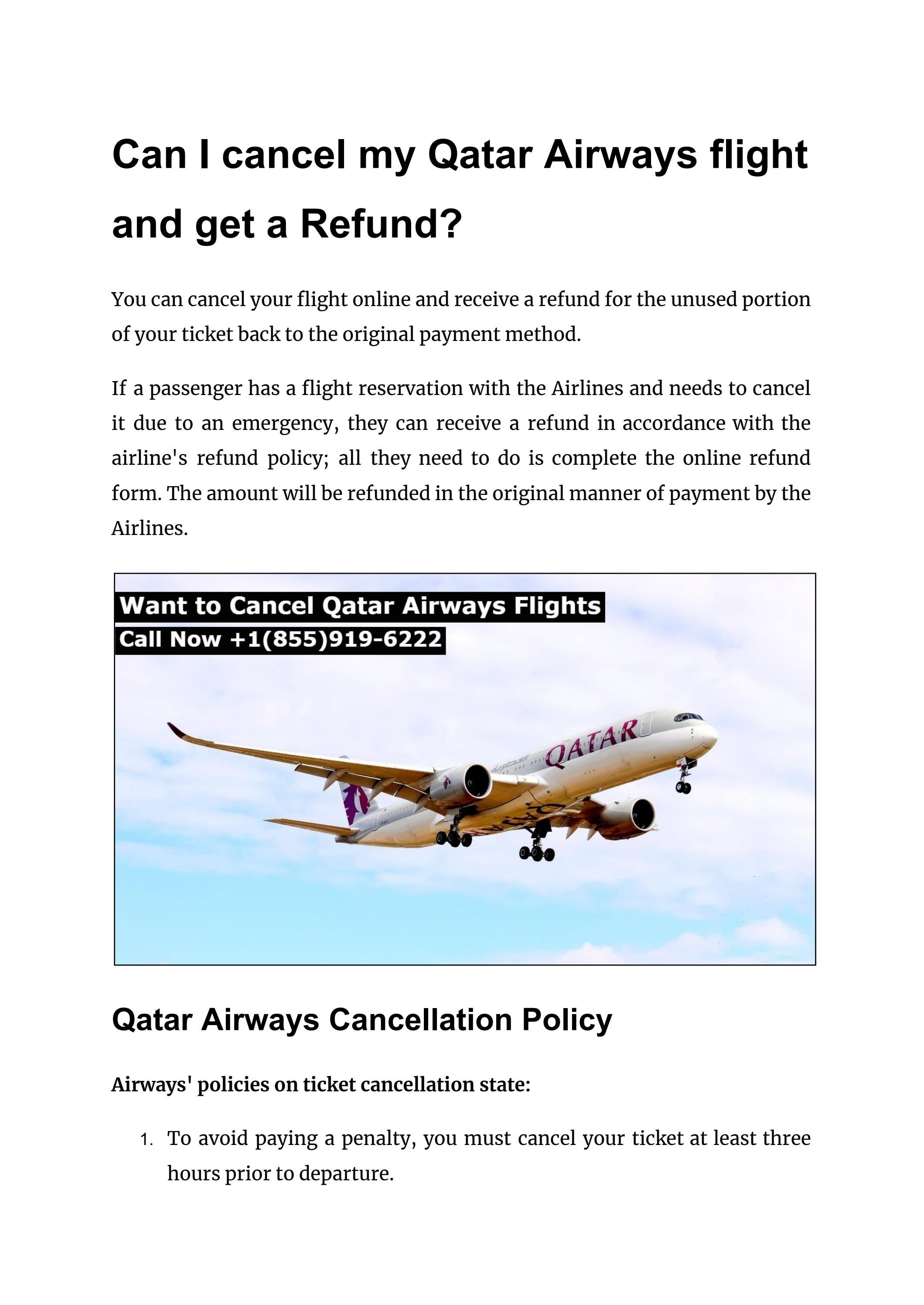Qatar Airways 24 Hours Cancellations Policy & Get Refund? by jonnyjohn