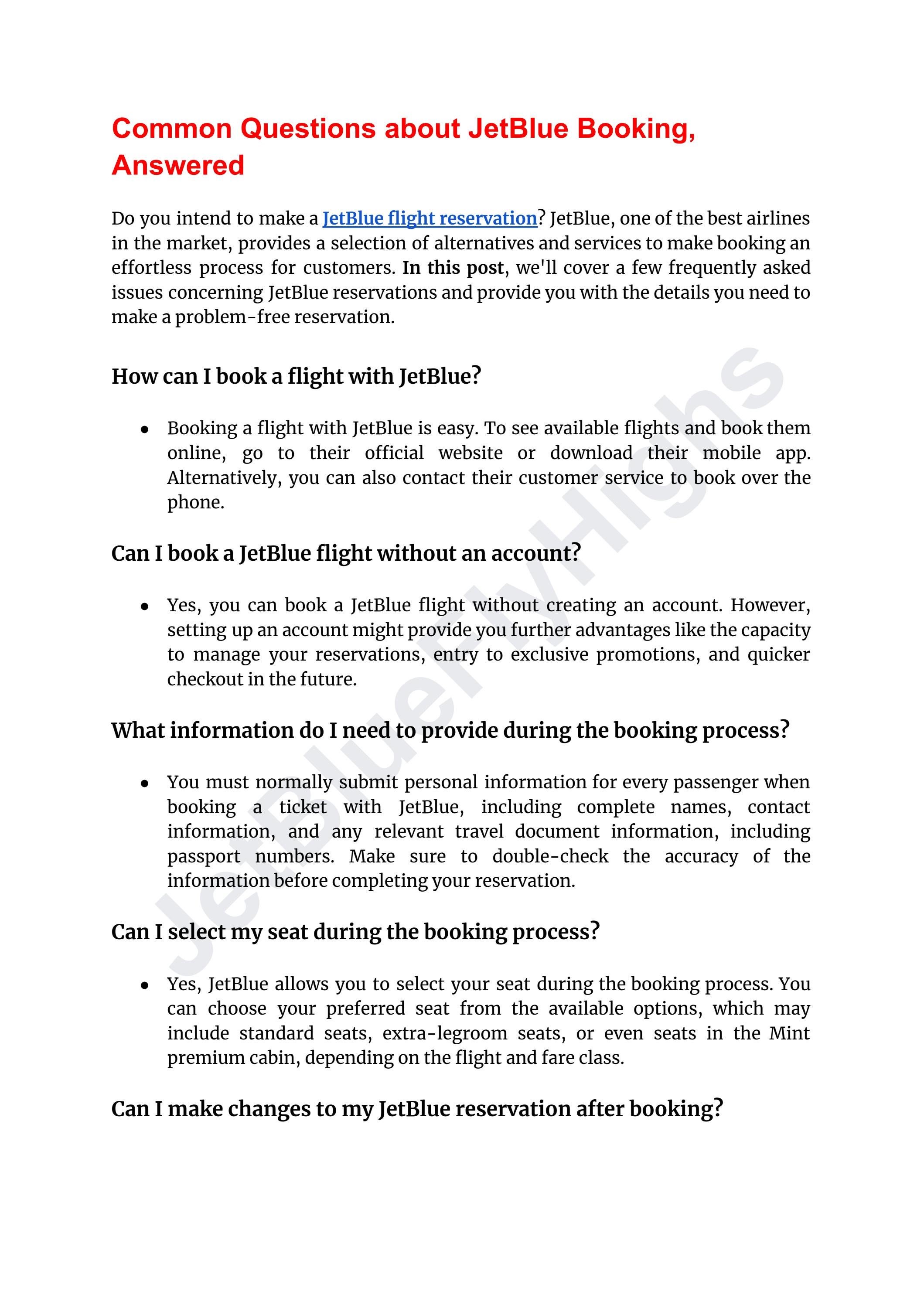 Common Questions about JetBlue Booking, Answered by AirTravelMart Issuu