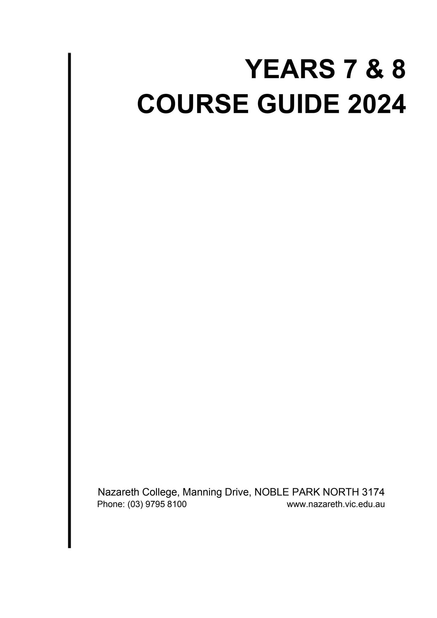 College Course Guide Nazareth College - Course Guide - Year 7 & 8 - 2024 by nazarethcollege ...