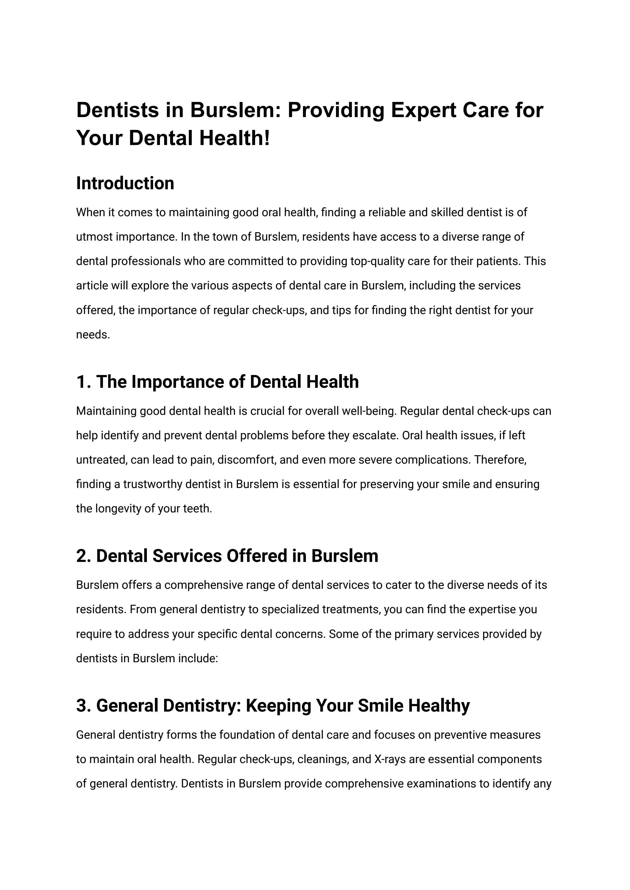 Dentists in Burslem Providing Expert Care for Your Dental Health! by