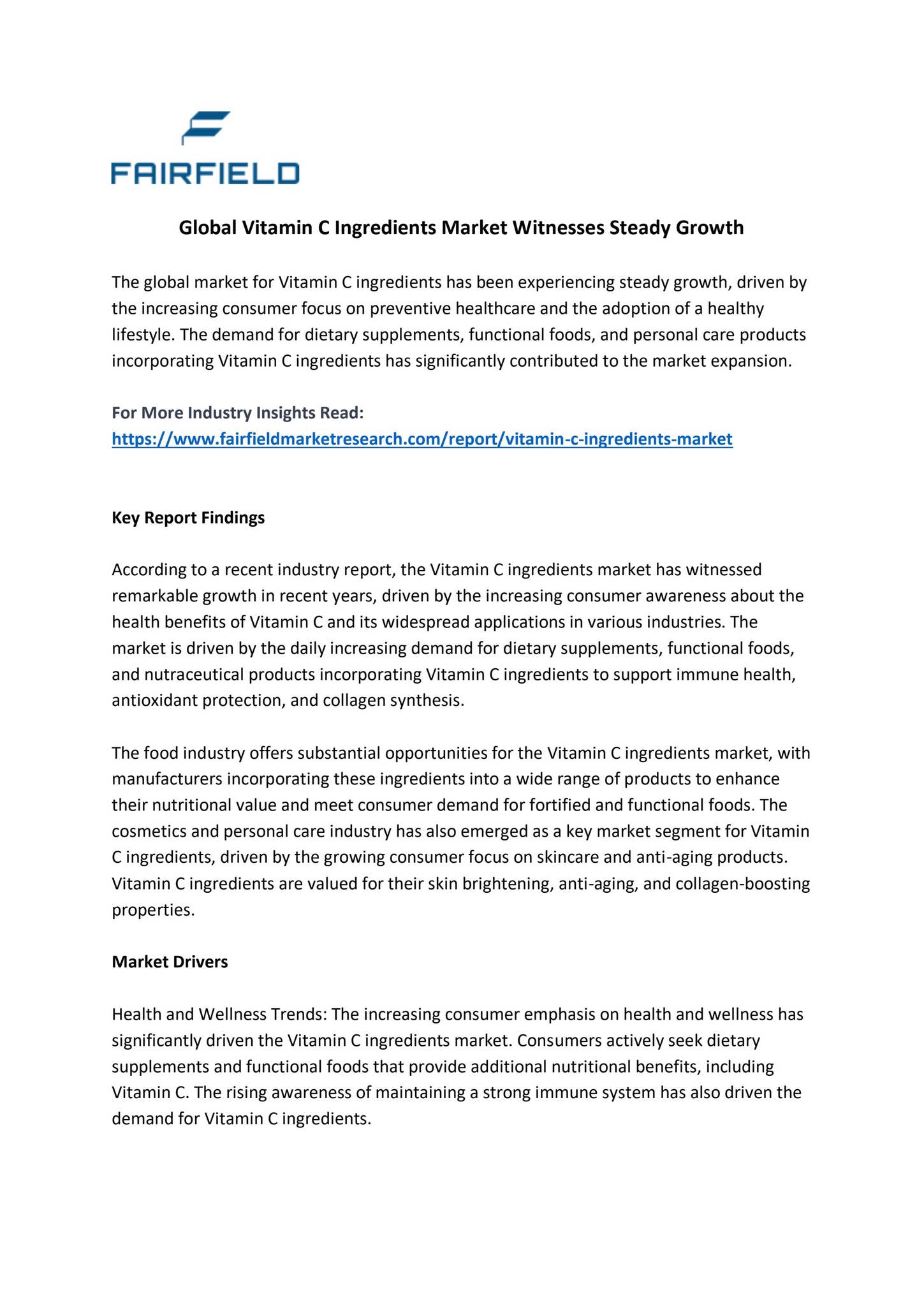 Vitamin C Ingredients Market : Key Findings and Growth Forecast 2023 ...