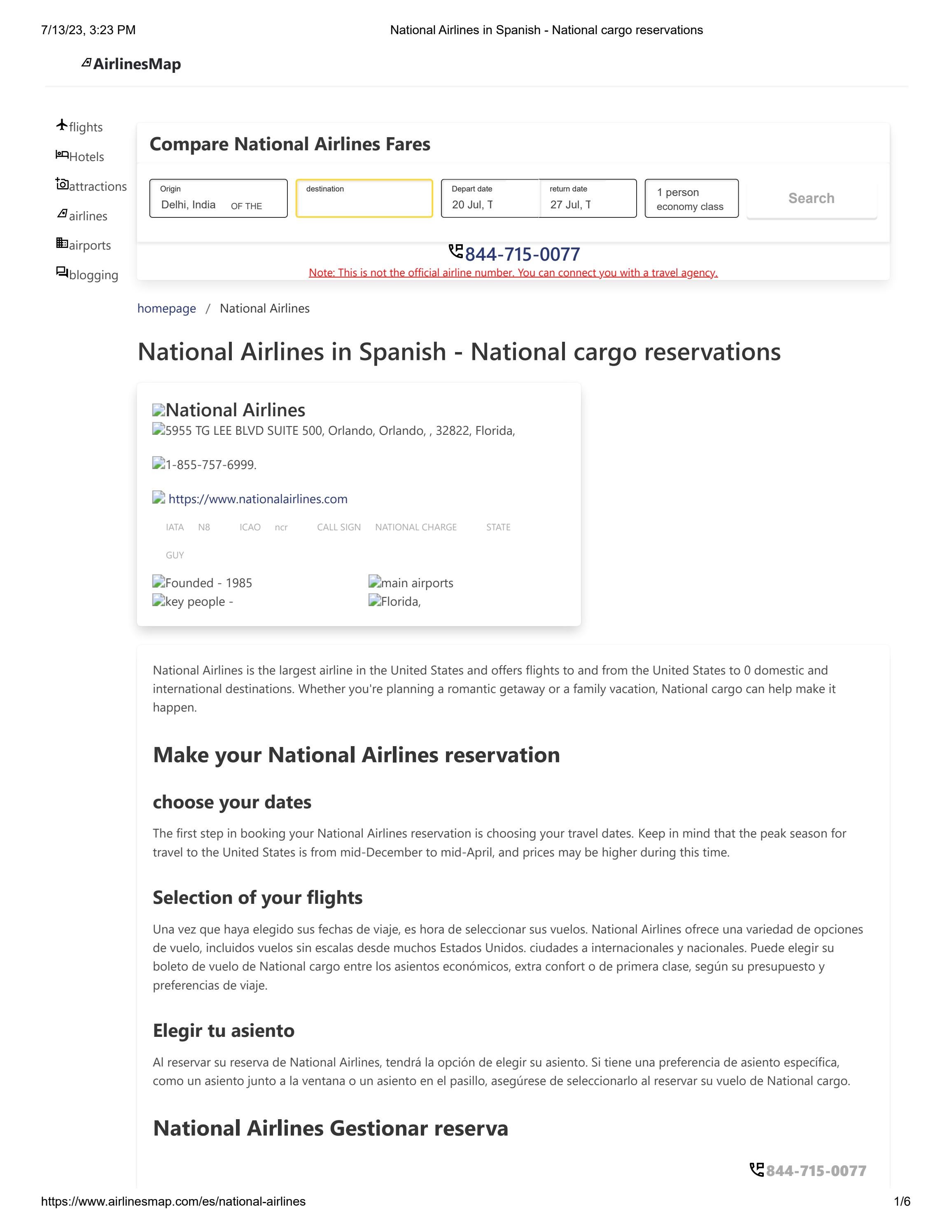 National Airlines in Spanish by Issuu