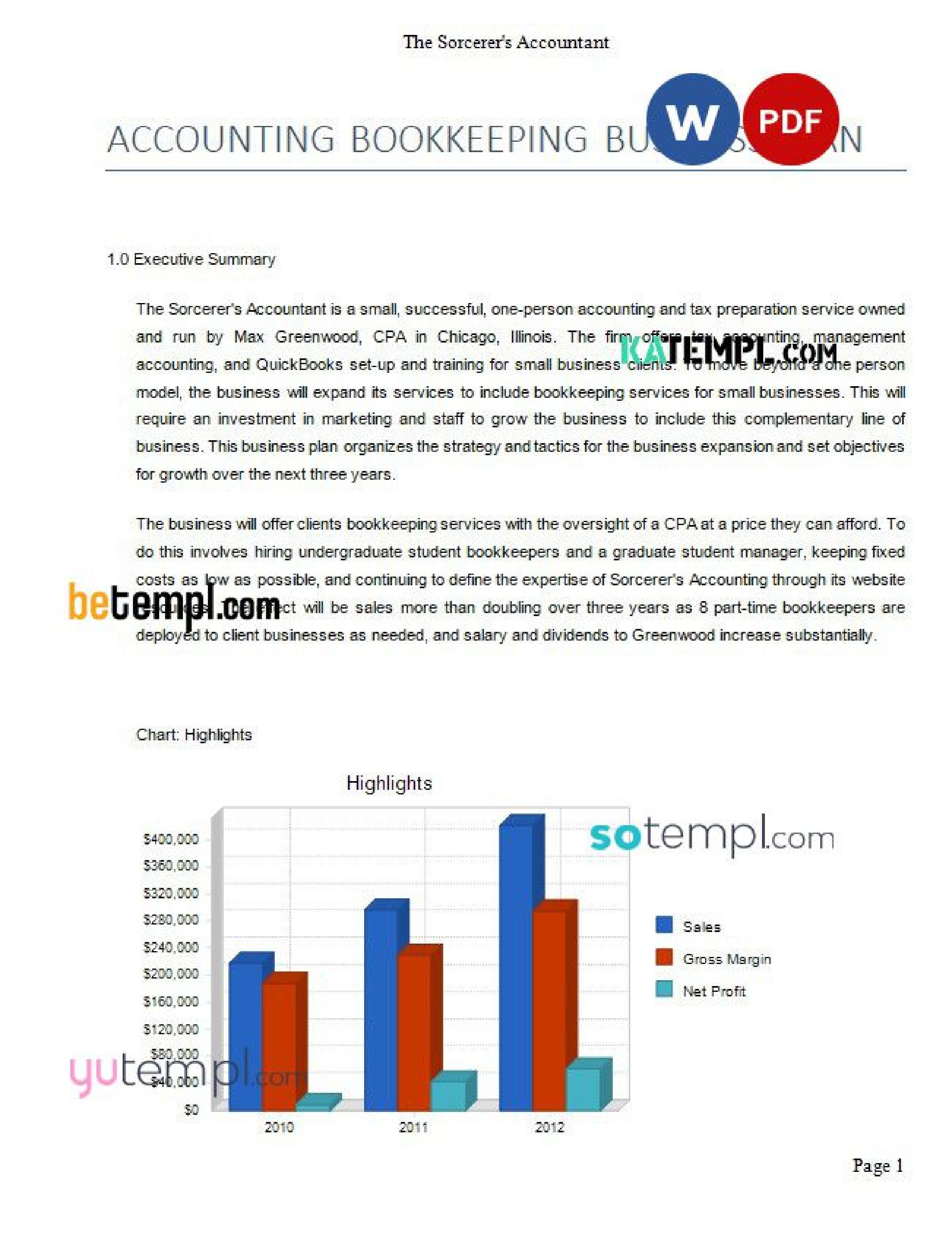 accounting bookkeeping business plan template in Word and PDF formats by katemplstore Issuu