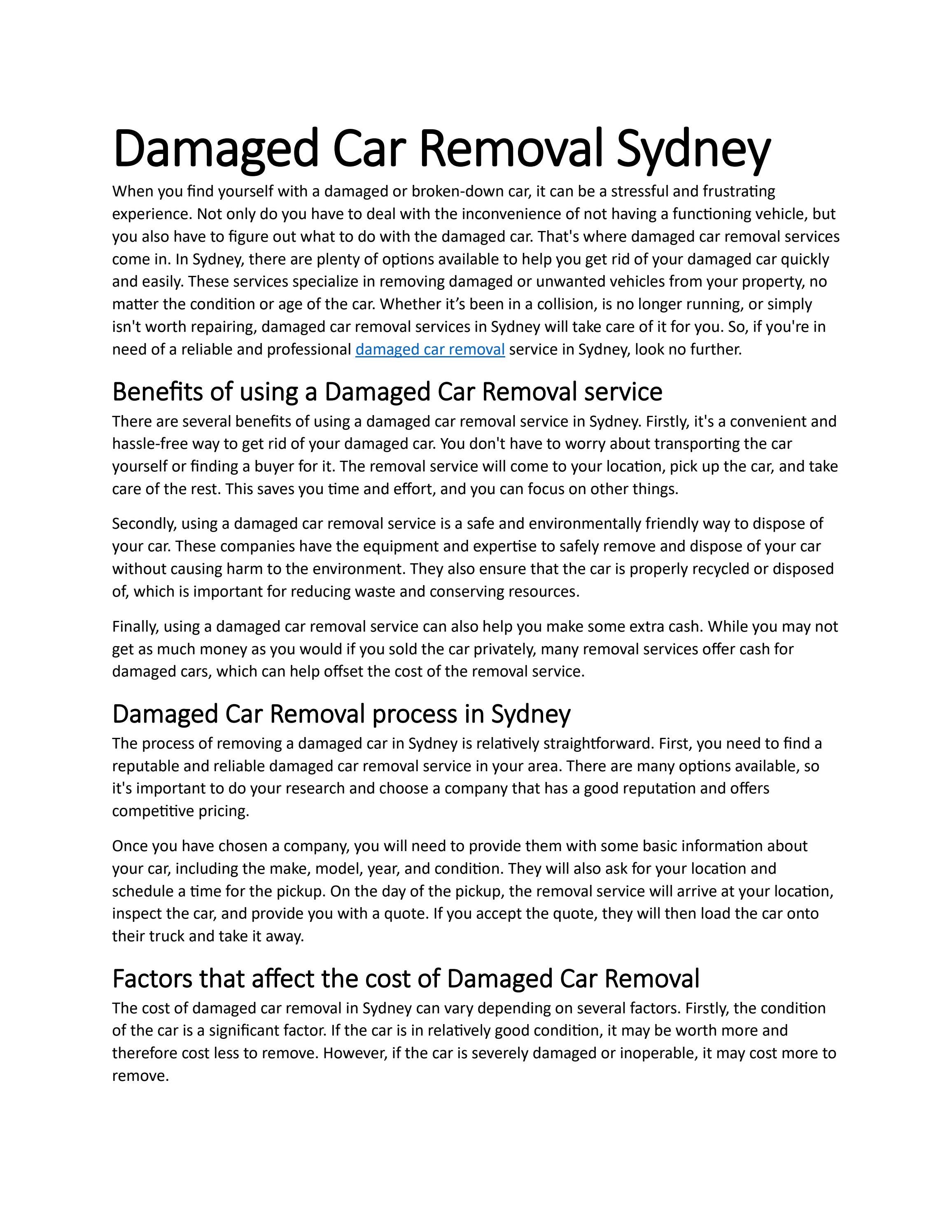 Free Car removal Auburn damaged car removal by Fast Link Car Removal