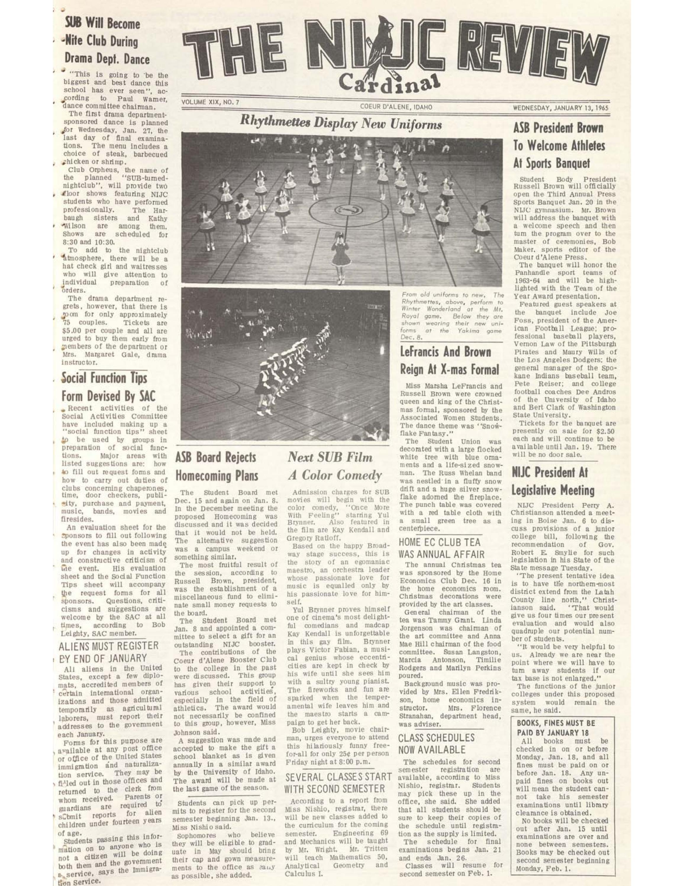 The N.I.J.C. Cardinal Review Vol 19 No 7, January 13, 1965 by Molstead ...