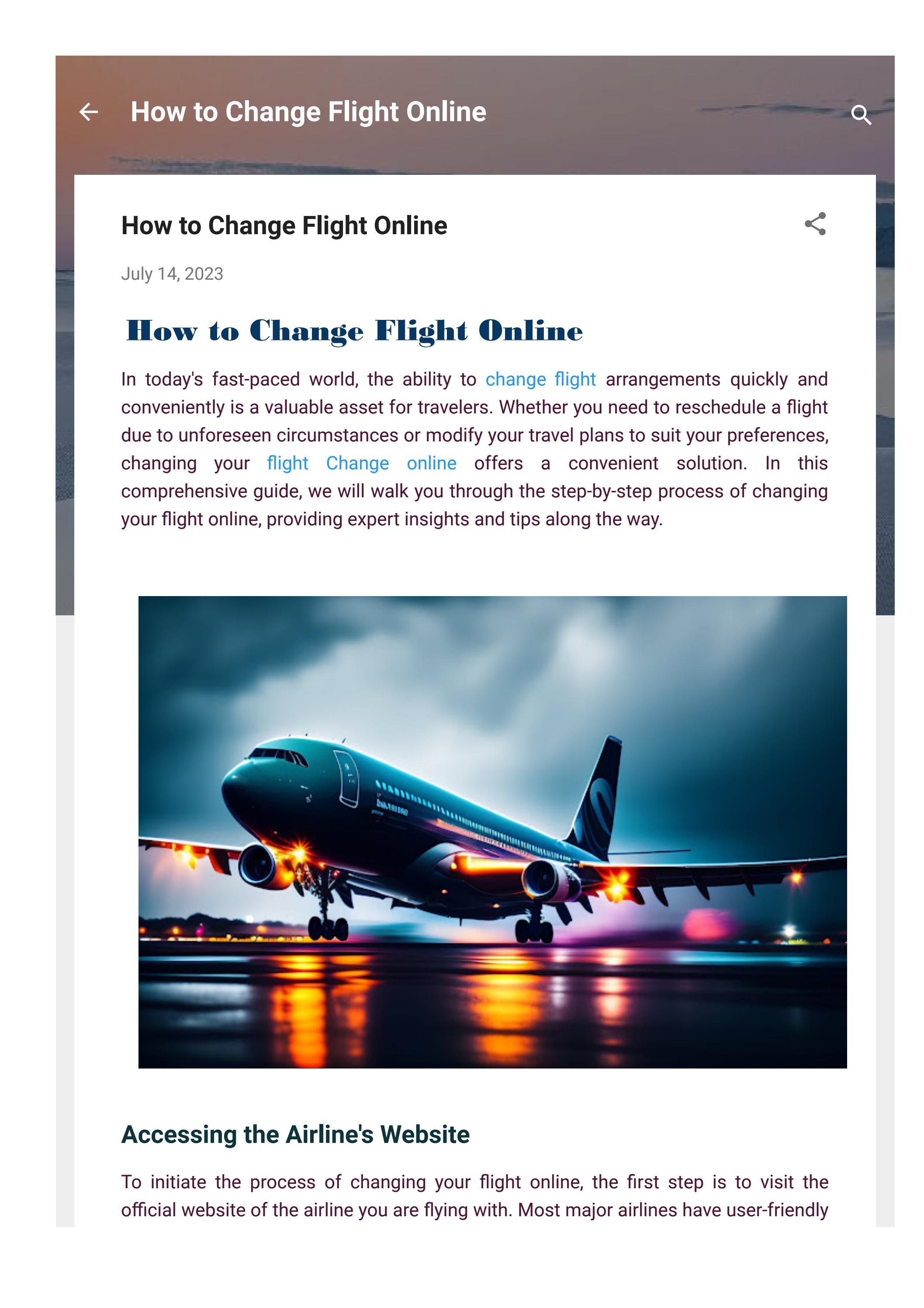 How to Change Flight Online by flightchange23 Issuu